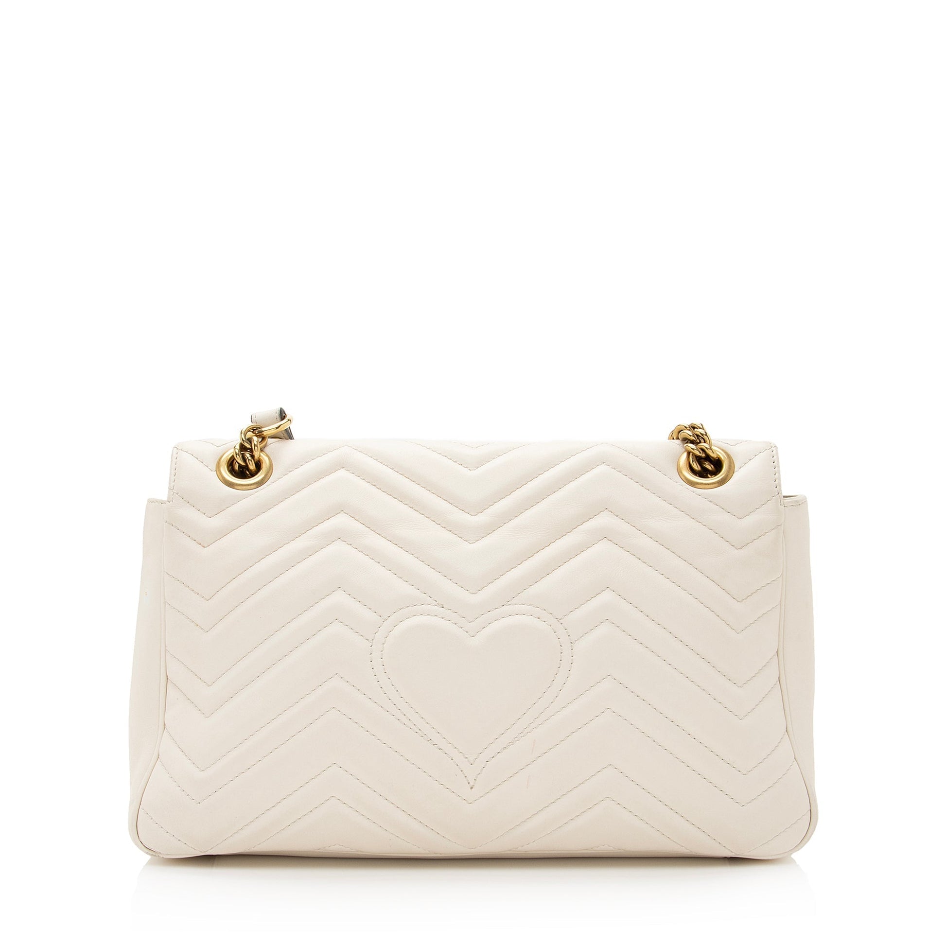 Gucci GG Marmont SHF Matelasse Leather White Medium Crossbody Bag