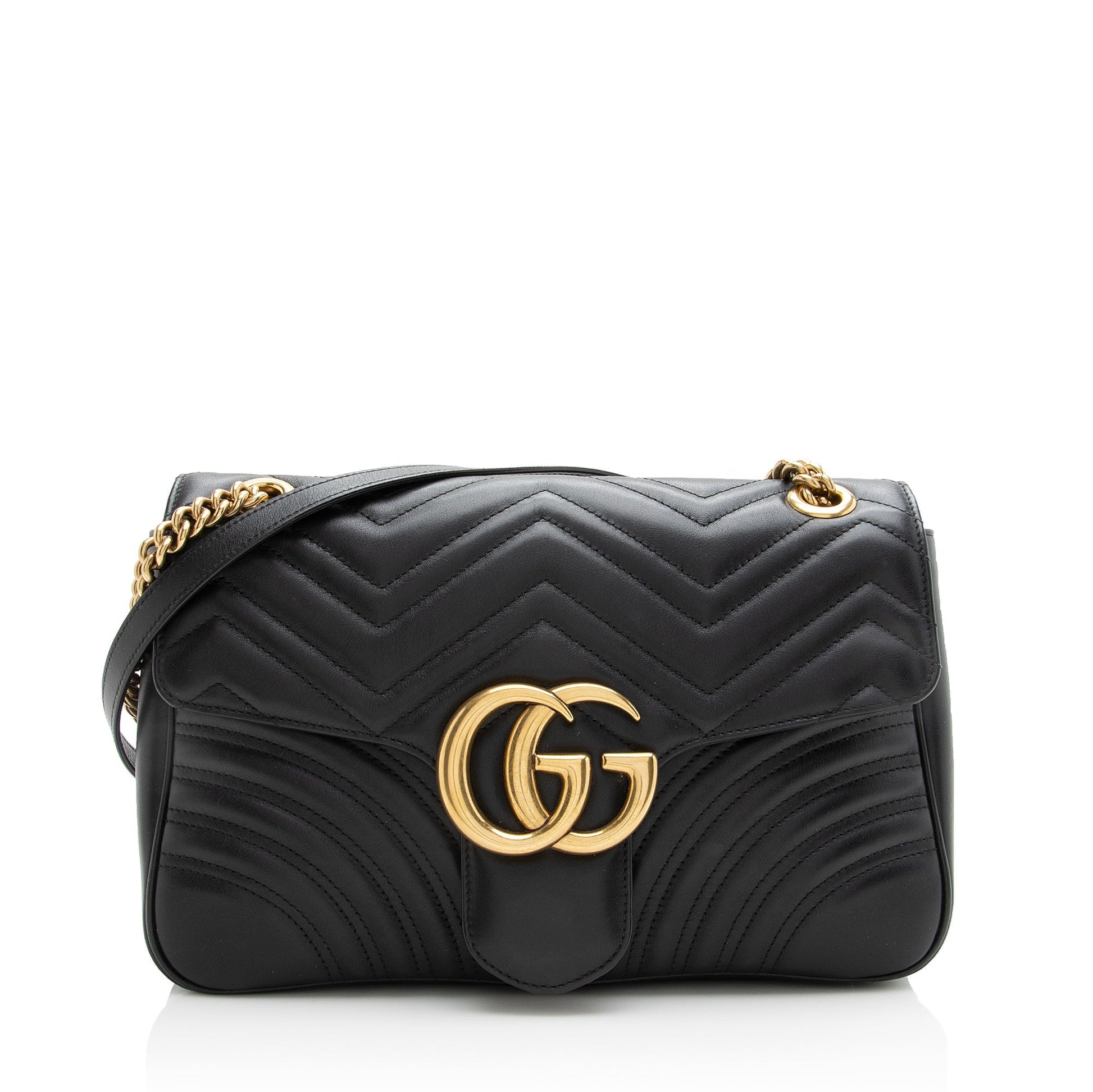 Gucci GG Marmont SHF Matelasse Leather Black Medium Crossbody Bag