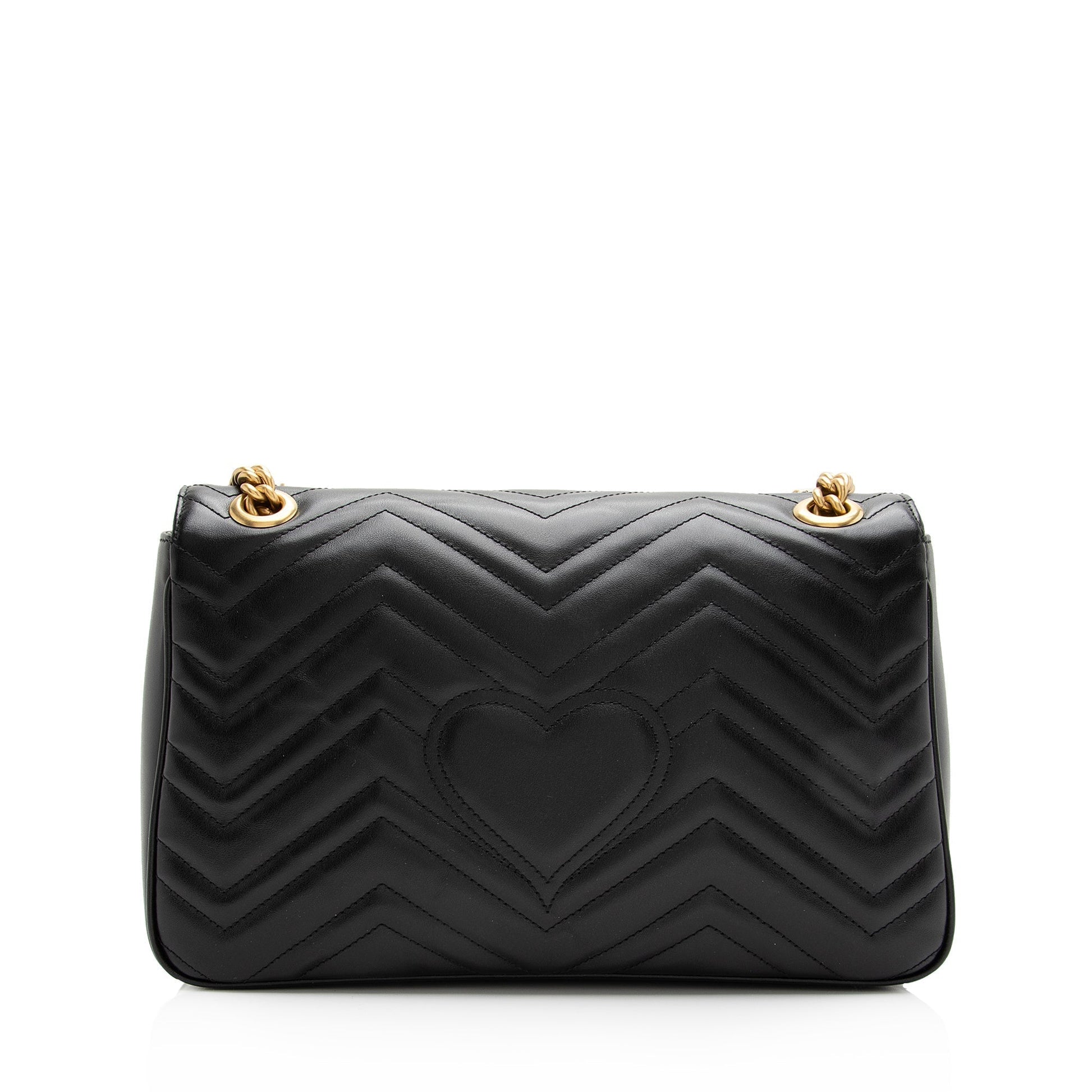 Gucci GG Marmont SHF Matelasse Leather Black Medium Crossbody Bag Bag Shf