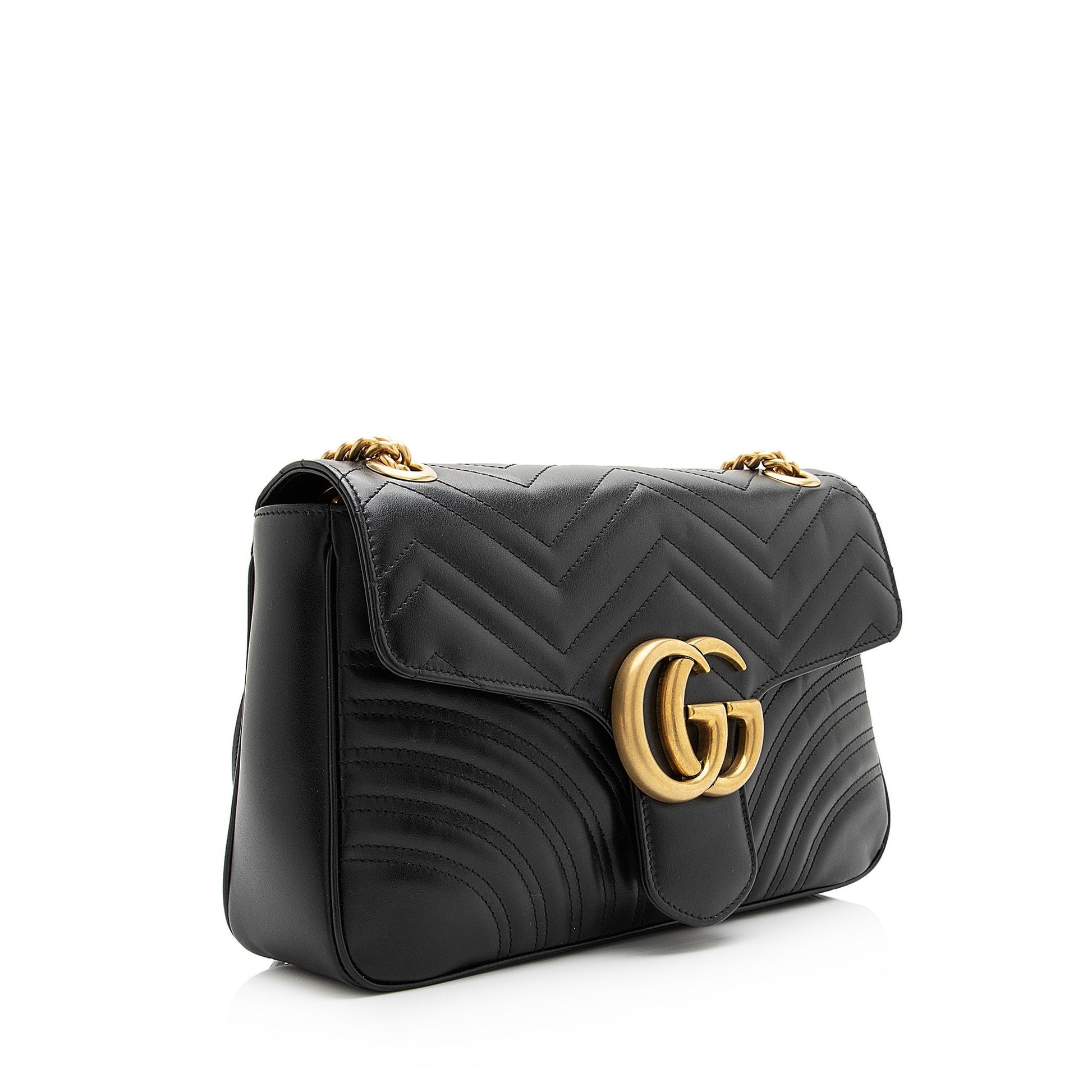 Gucci GG Marmont SHF Matelasse Leather Black Medium Crossbody Bag Bag Shf