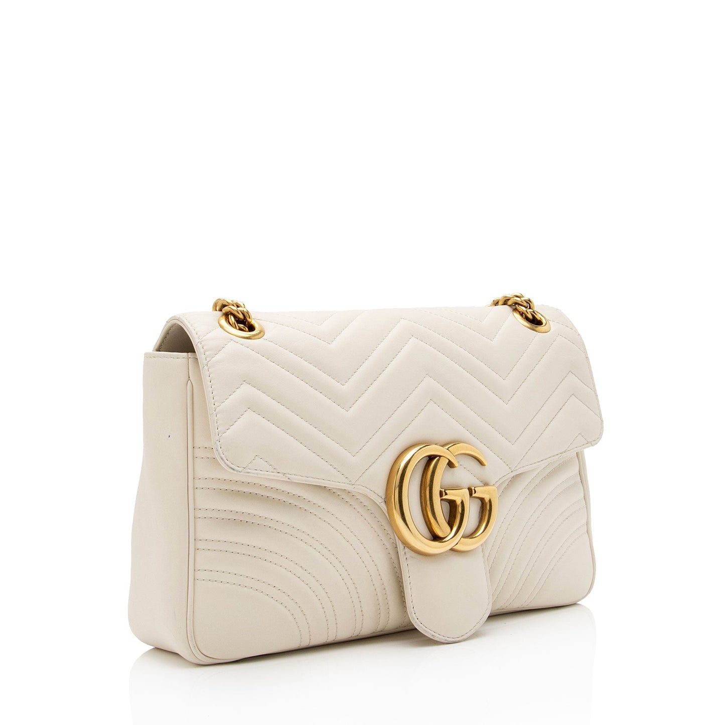 Gucci GG Marmont SHF-vZzq6k Matelasse Leather White Medium Crossbody Bag