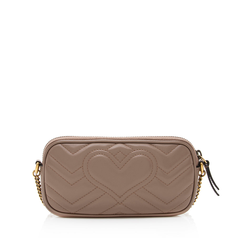 Gucci GG Marmont East West Matelasse Leather Beige Mini Crossbody Bag