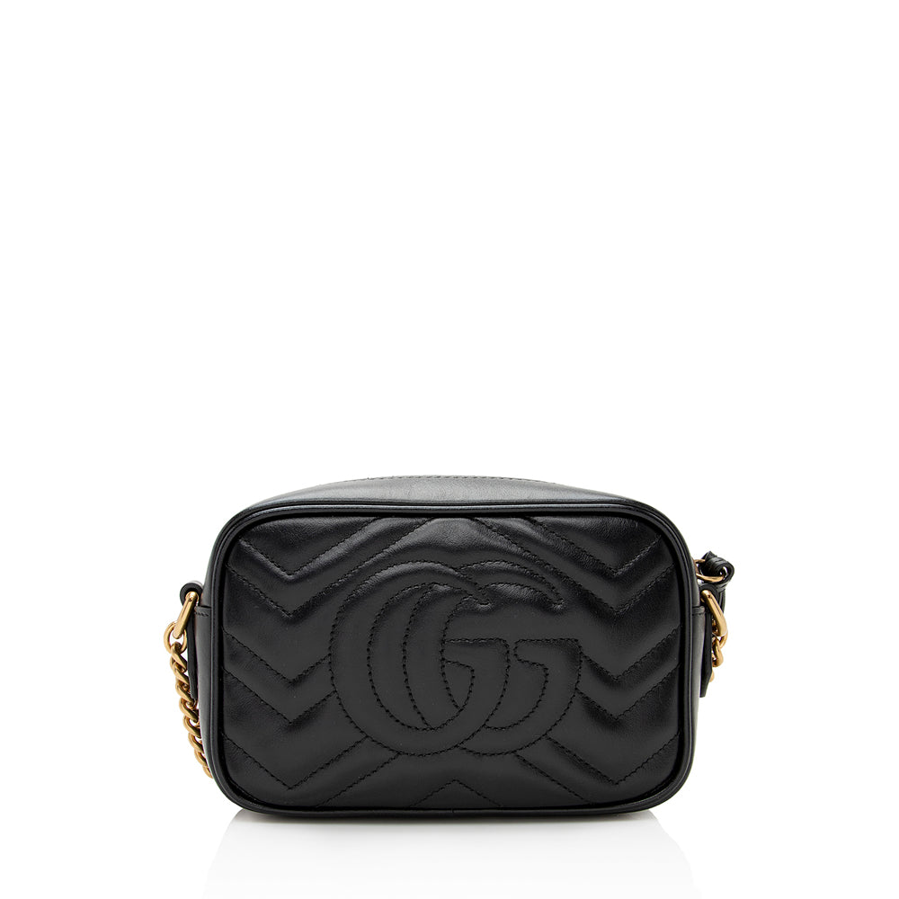 Gucci GG Marmont SHF Matelasse Leather Black Mini Crossbody Bag Bag Shf