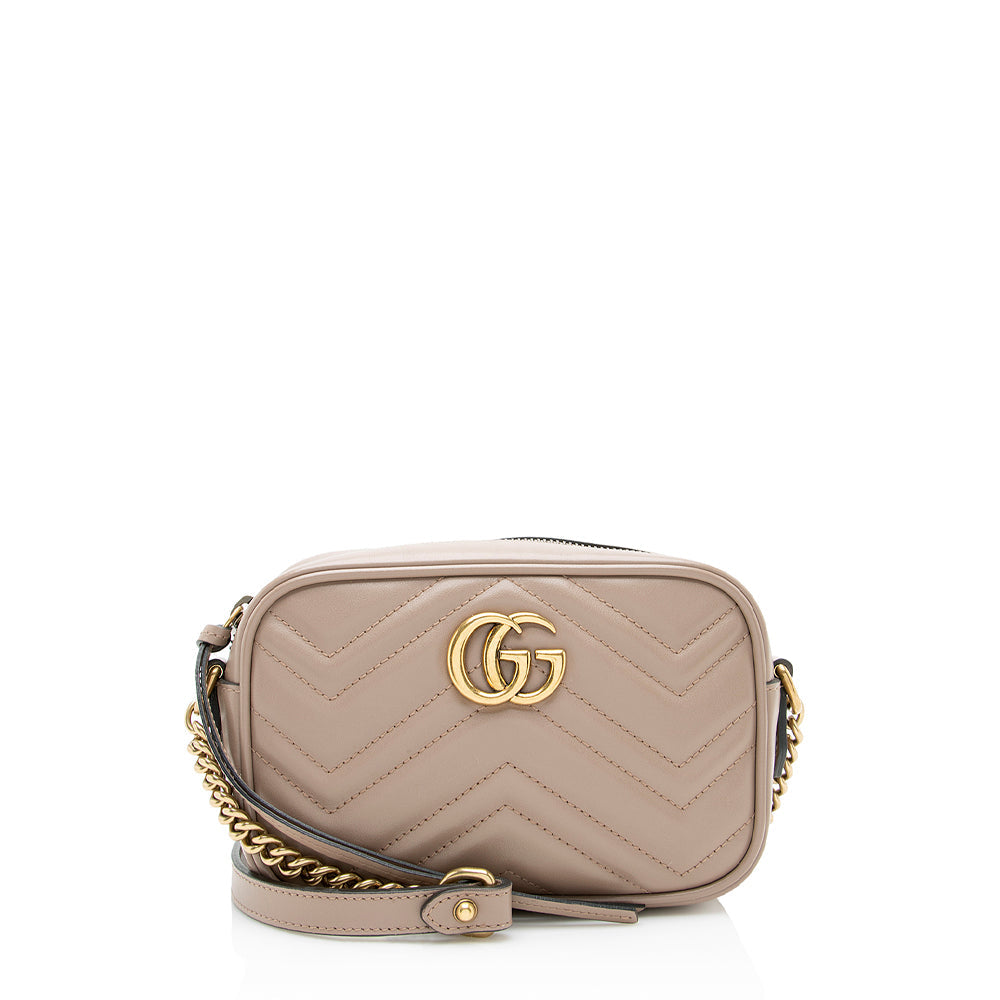 Gucci GG Marmont SHF Matelasse Leather Beige Mini Crossbody Bag