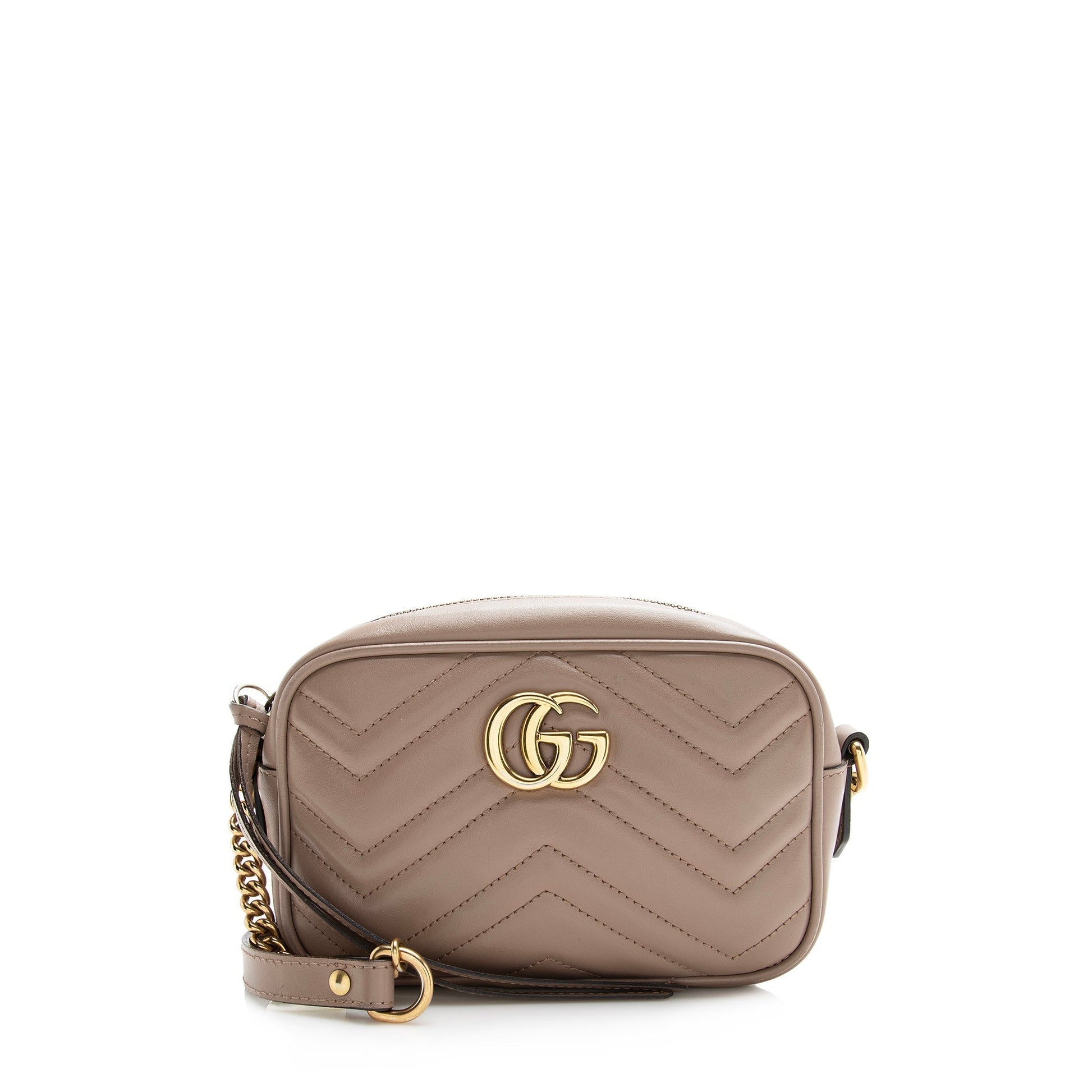 Gucci GG Marmont SHF Matelasse Leather Beige Mini Crossbody Bag Bag Shf