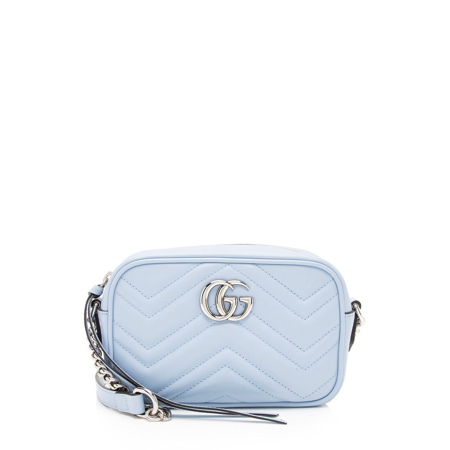 Gucci GG Marmont SHF Matelasse Leather Blue Mini Crossbody Bag