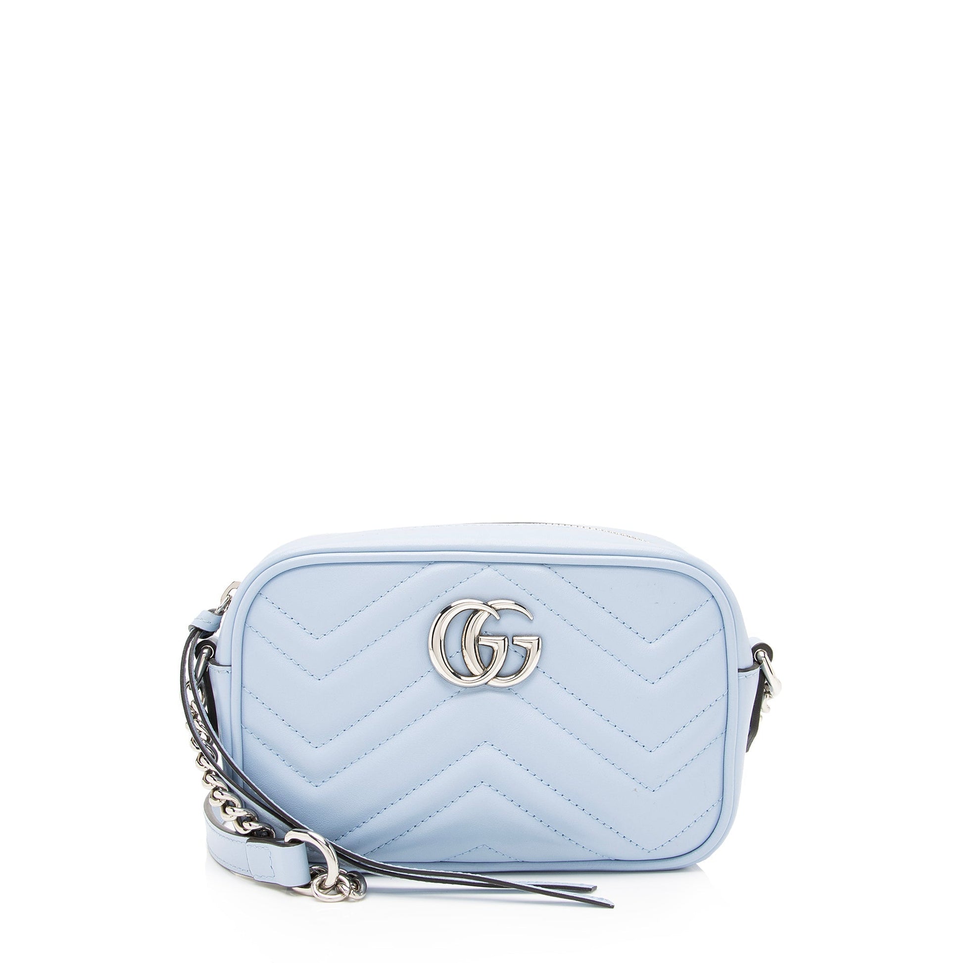 Gucci GG Marmont SHF Matelasse Leather Blue Mini Crossbody Bag