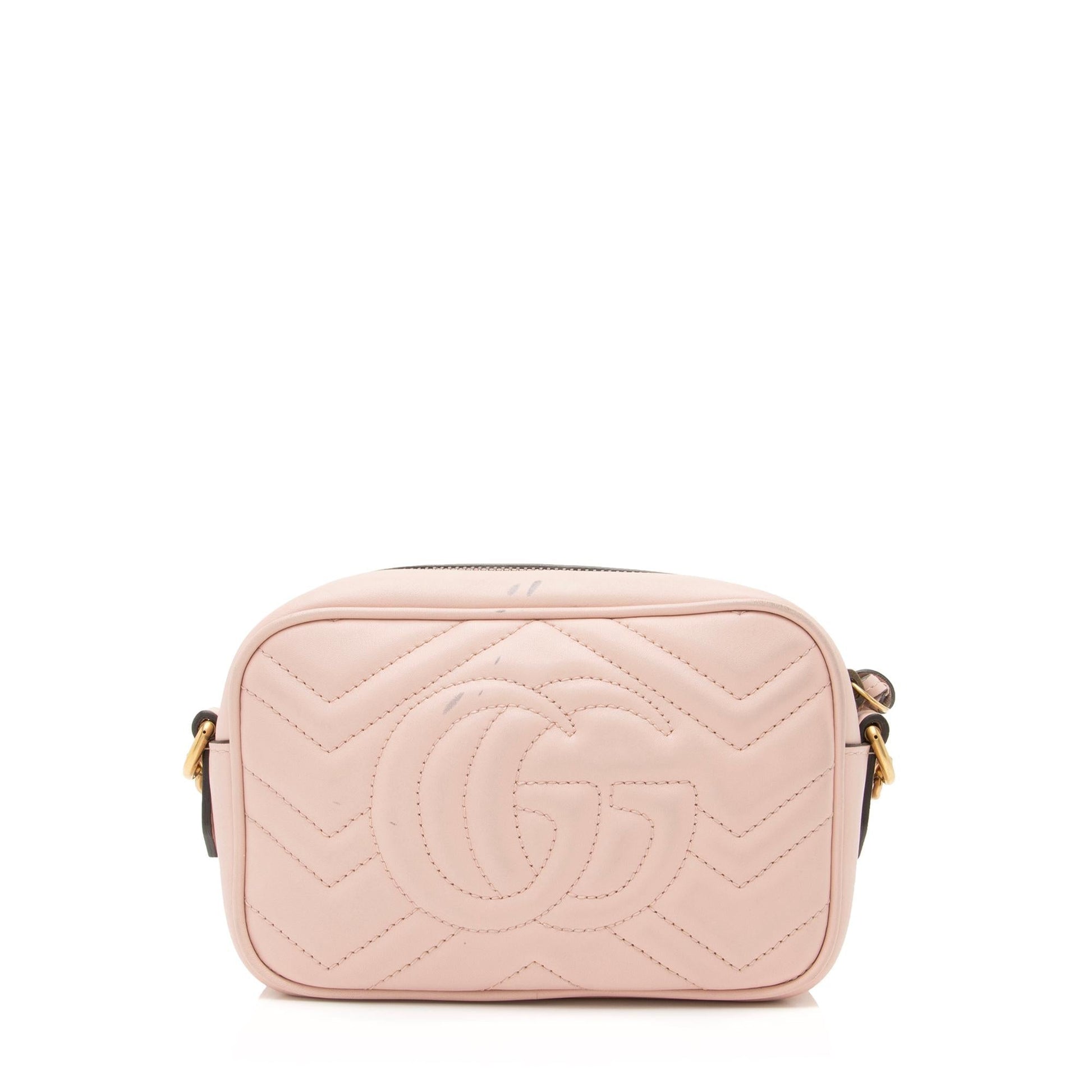 Gucci GG Marmont SHF Matelasse Leather Pink Mini Crossbody Bag Bag Shf