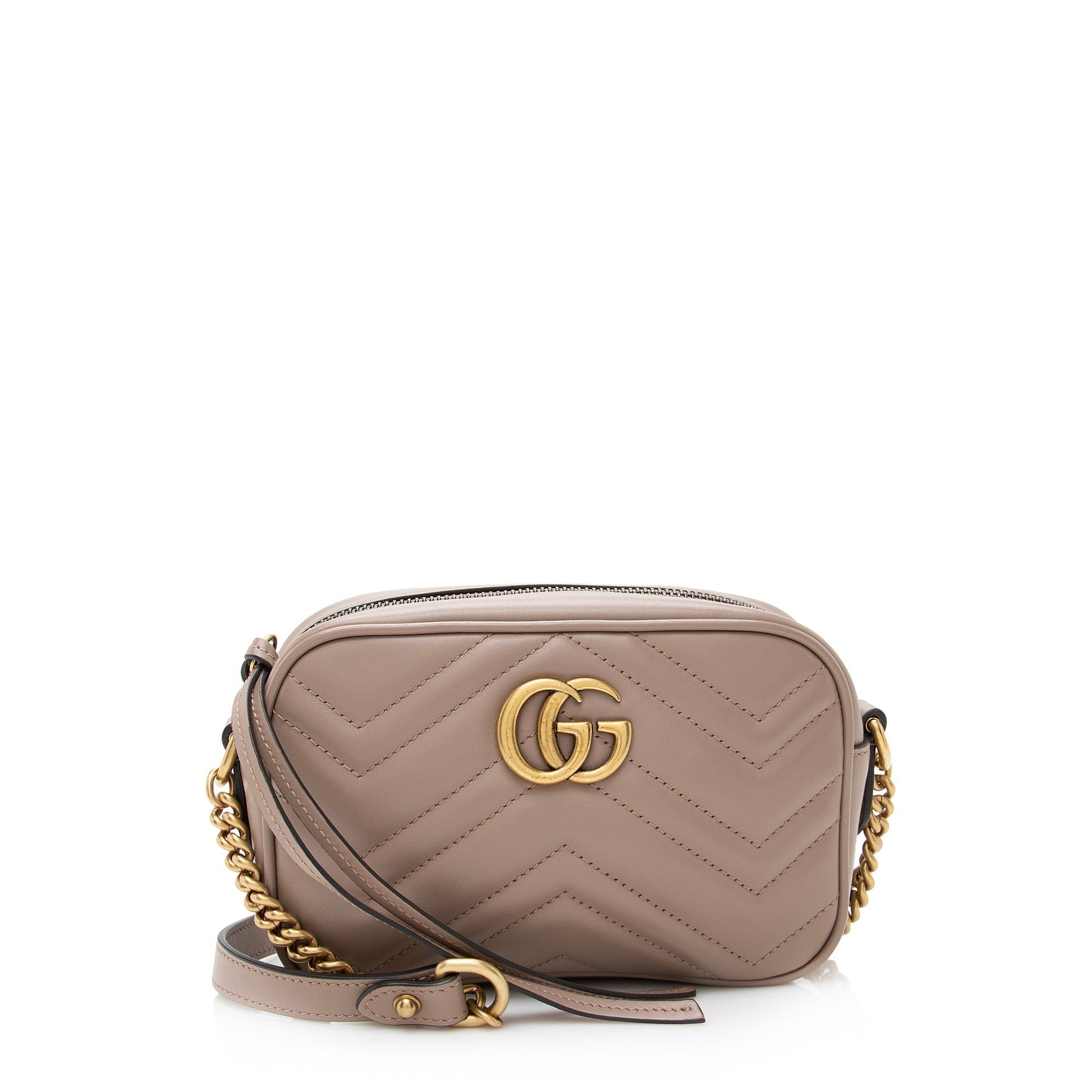 Gucci GG Marmont SHF-nbQ6MC Matelasse Leather Beige Mini Crossbody Bag