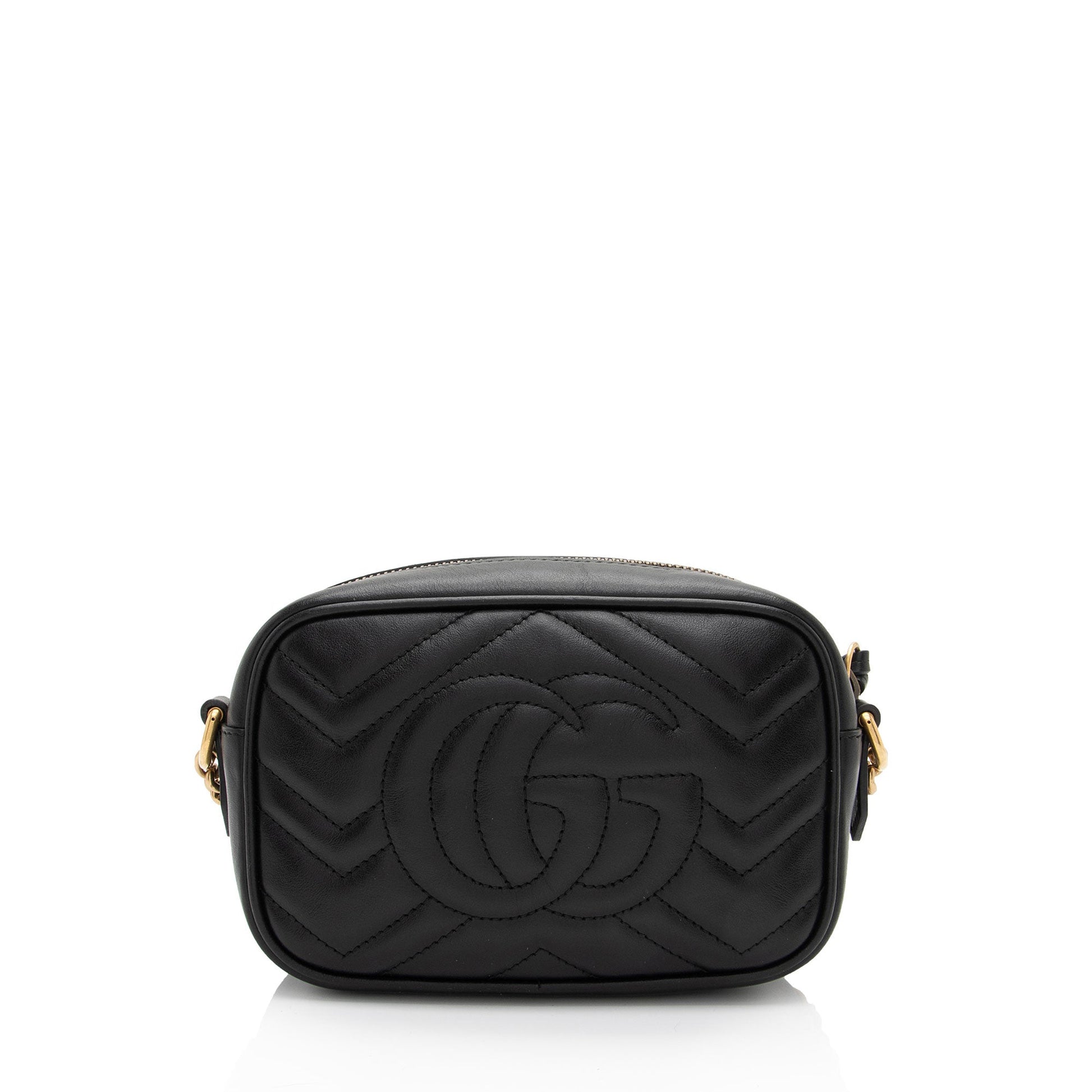 Gucci GG Marmont SHF-3G1w1x Matelasse Leather Black Mini Crossbody Bag