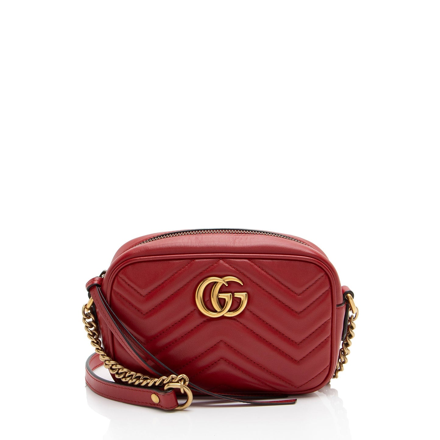 Gucci GG Marmont Camera Matelasse Leather Red Mini Crossbody Bag