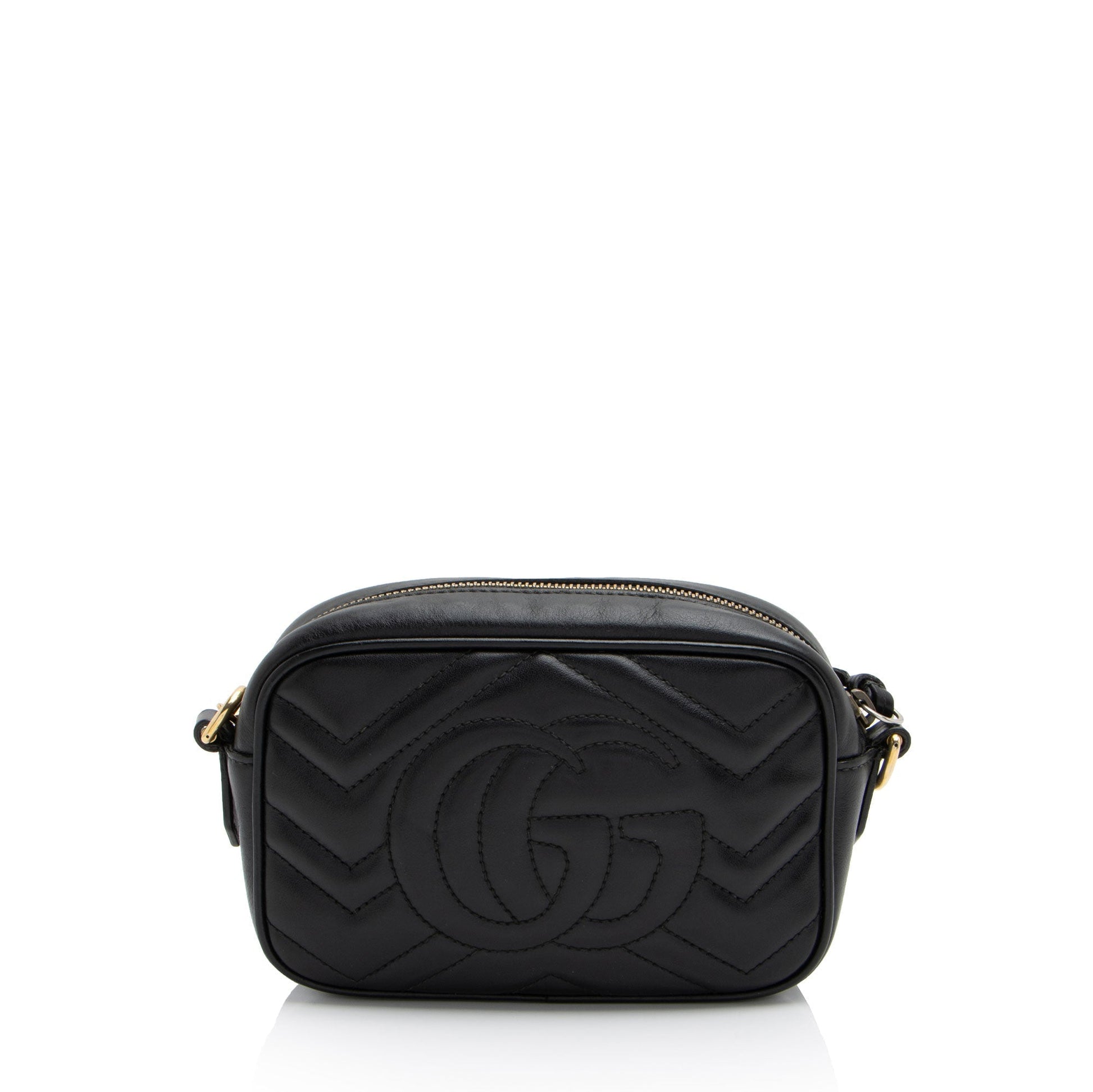 Gucci GG Marmont SHF-MMurmE Matelasse Leather Black Mini Crossbody Bag