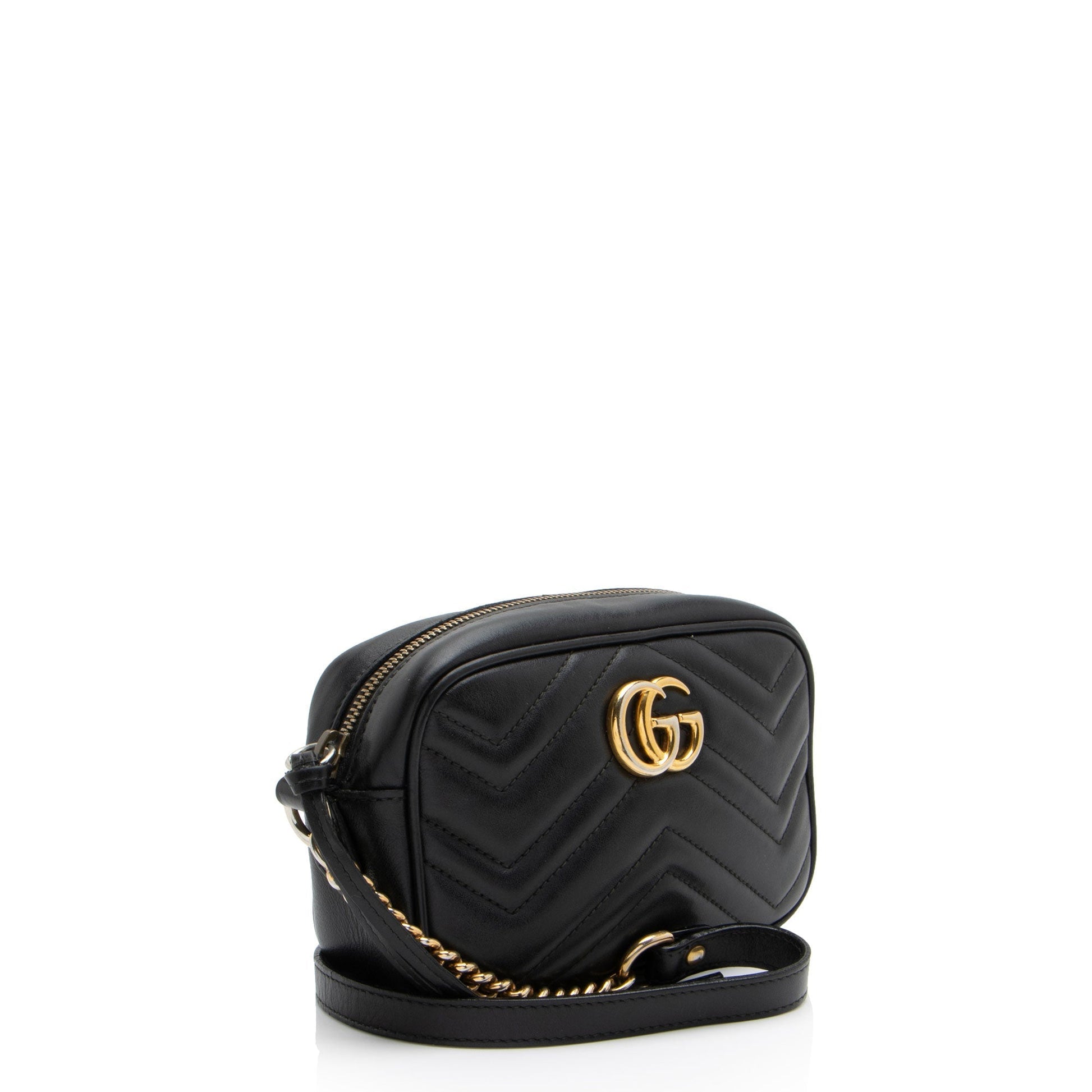 Gucci GG Marmont SHF-MMurmE Matelasse Leather Black Mini Crossbody Bag