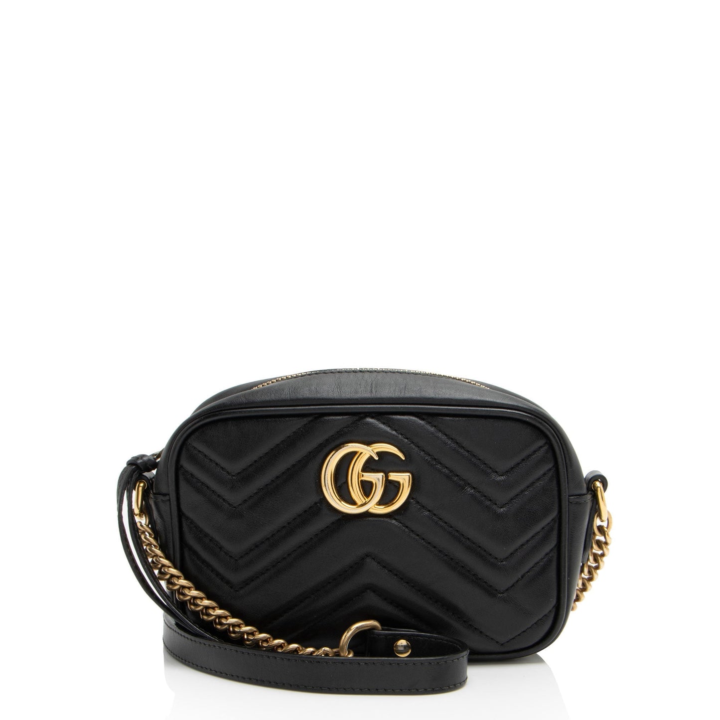 Gucci GG Marmont Matelasse Leather Black Mini Crossbody Bag Shf Mxqqej