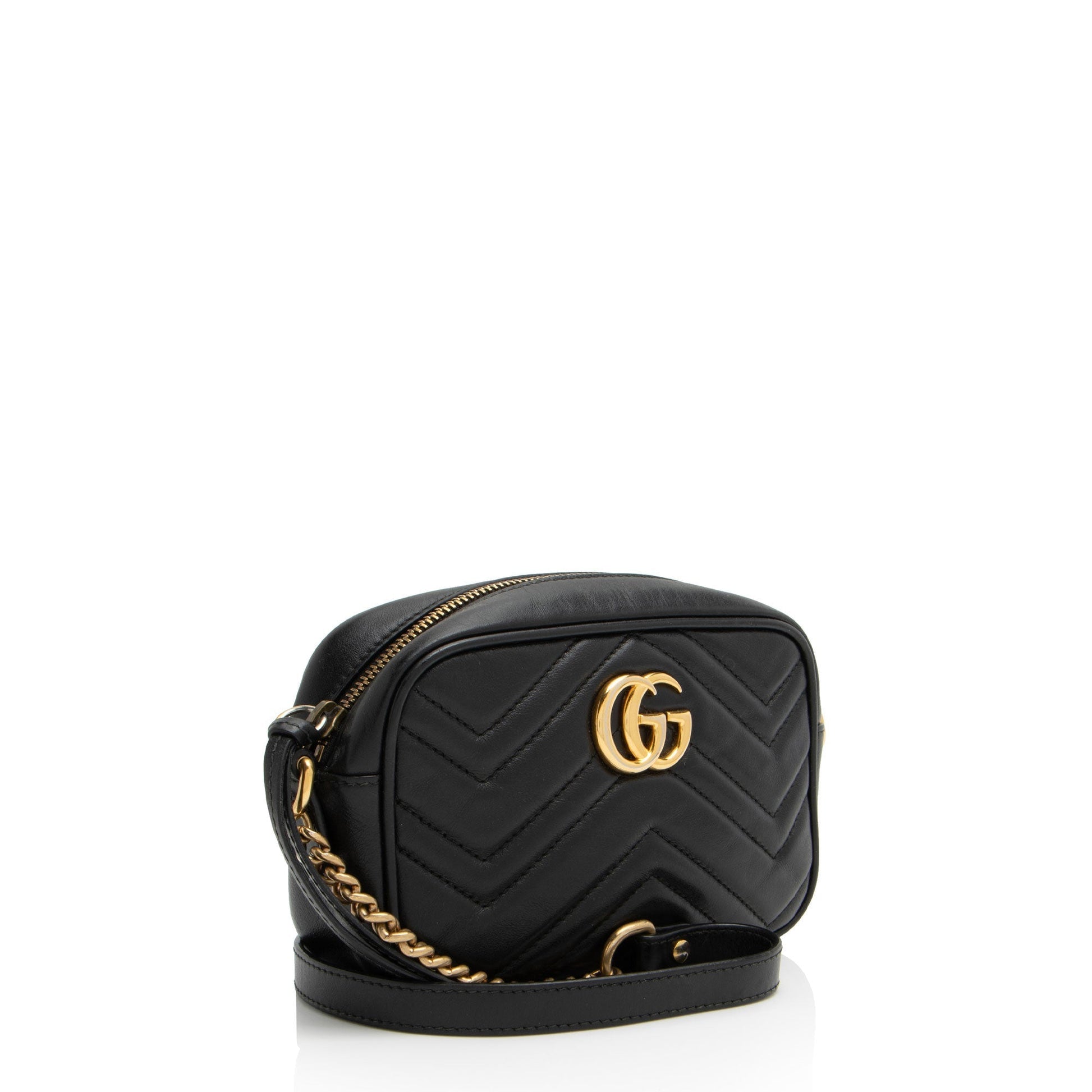 Gucci GG Marmont Matelasse Leather Black Mini Crossbody Bag Shf Mxqqej