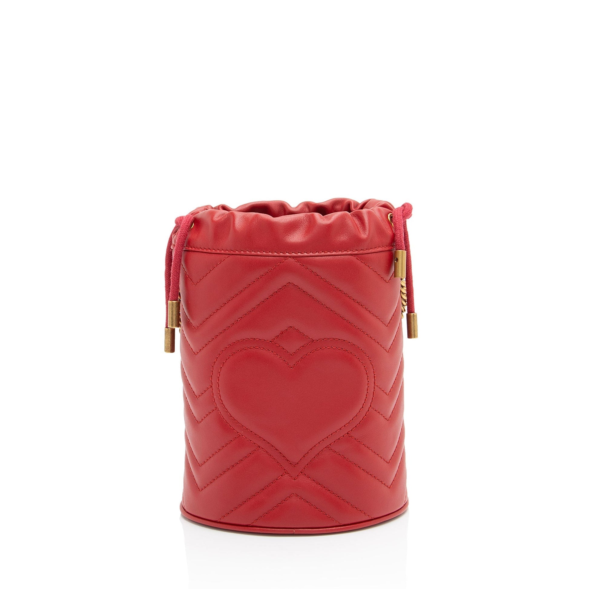 Gucci GG Marmont Bucket SHF-dZVRWx Matelasse Leather Red Mini Crossbody Bag