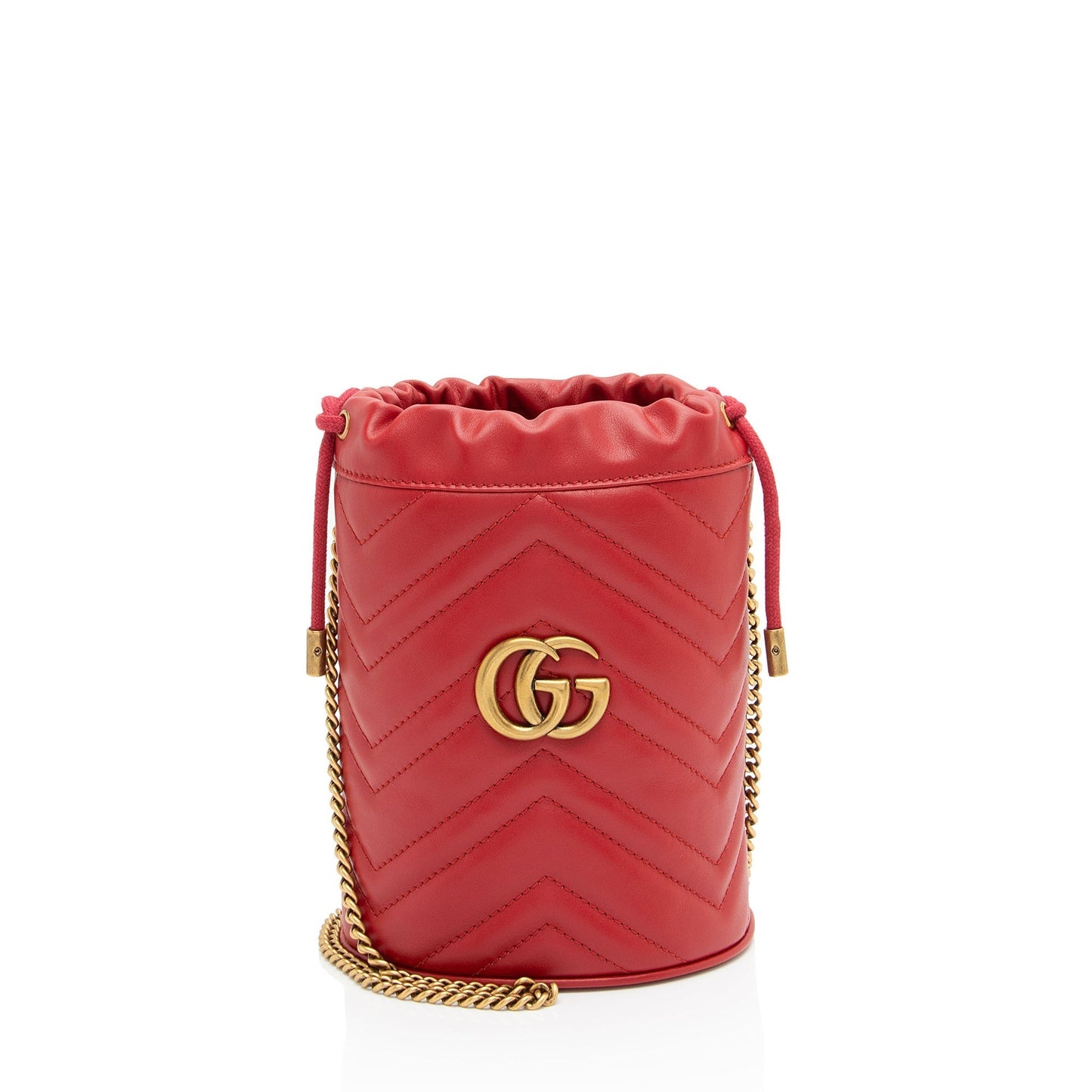 Gucci GG Marmont Bucket SHF-dZVRWx Matelasse Leather Red Mini Crossbody Bag