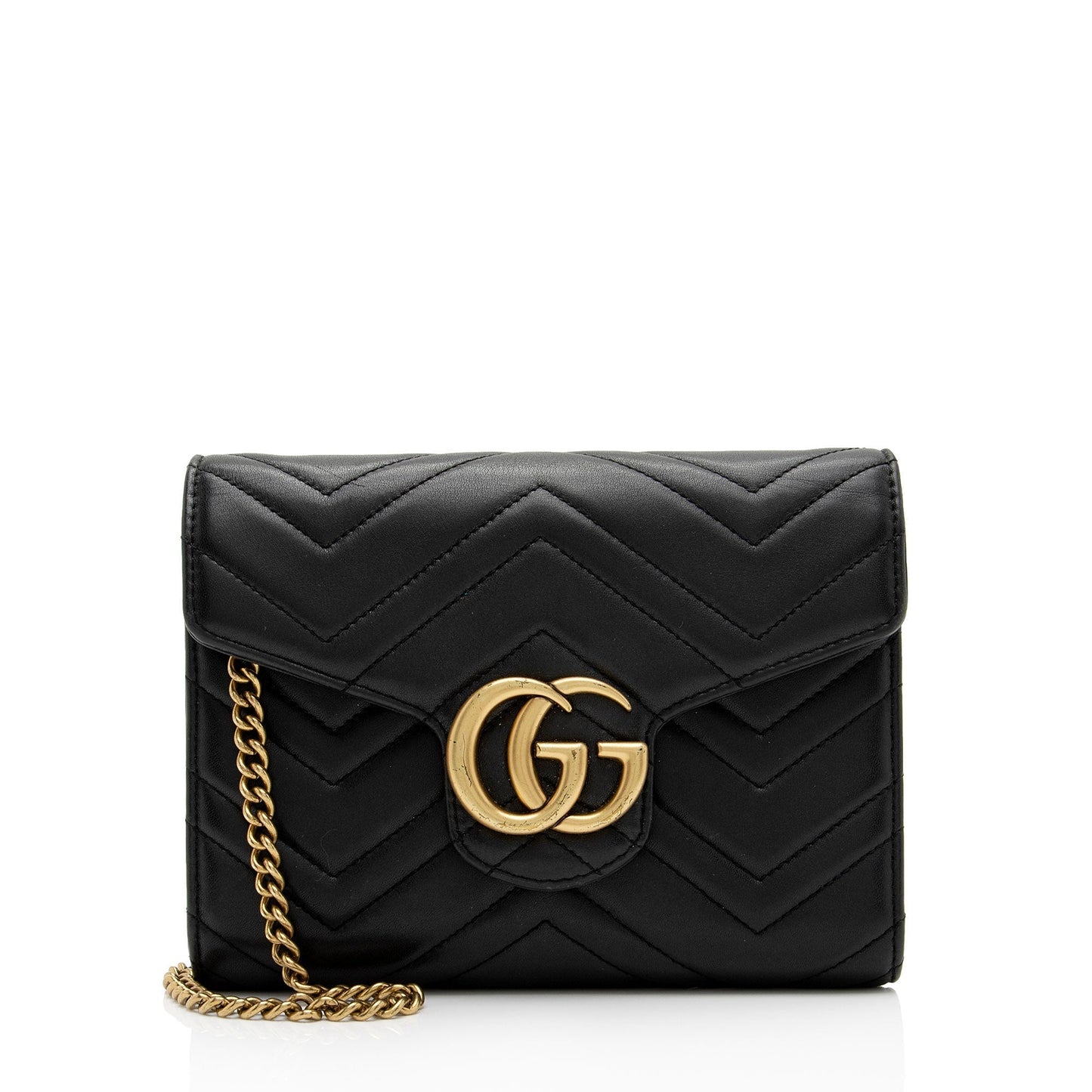 Gucci GG Marmont Square Chain SHF-WW8qZG Matelasse Leather Black Mini Crossbody Bag