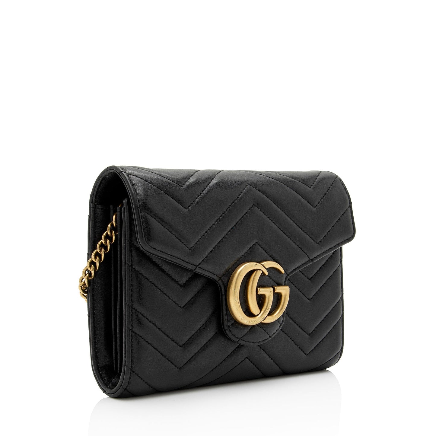 Gucci GG Marmont Square Chain SHF-WW8qZG Matelasse Leather Black Mini Crossbody Bag