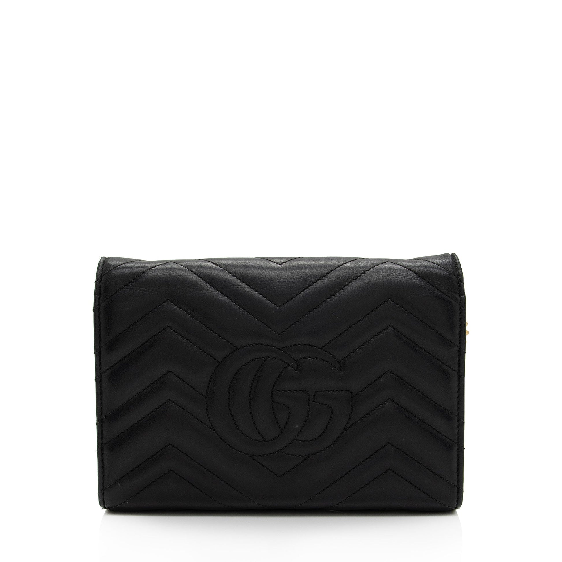 Gucci GG Marmont Chain SHF-KHf4XN Matelasse Leather Black Mini Crossbody Bag