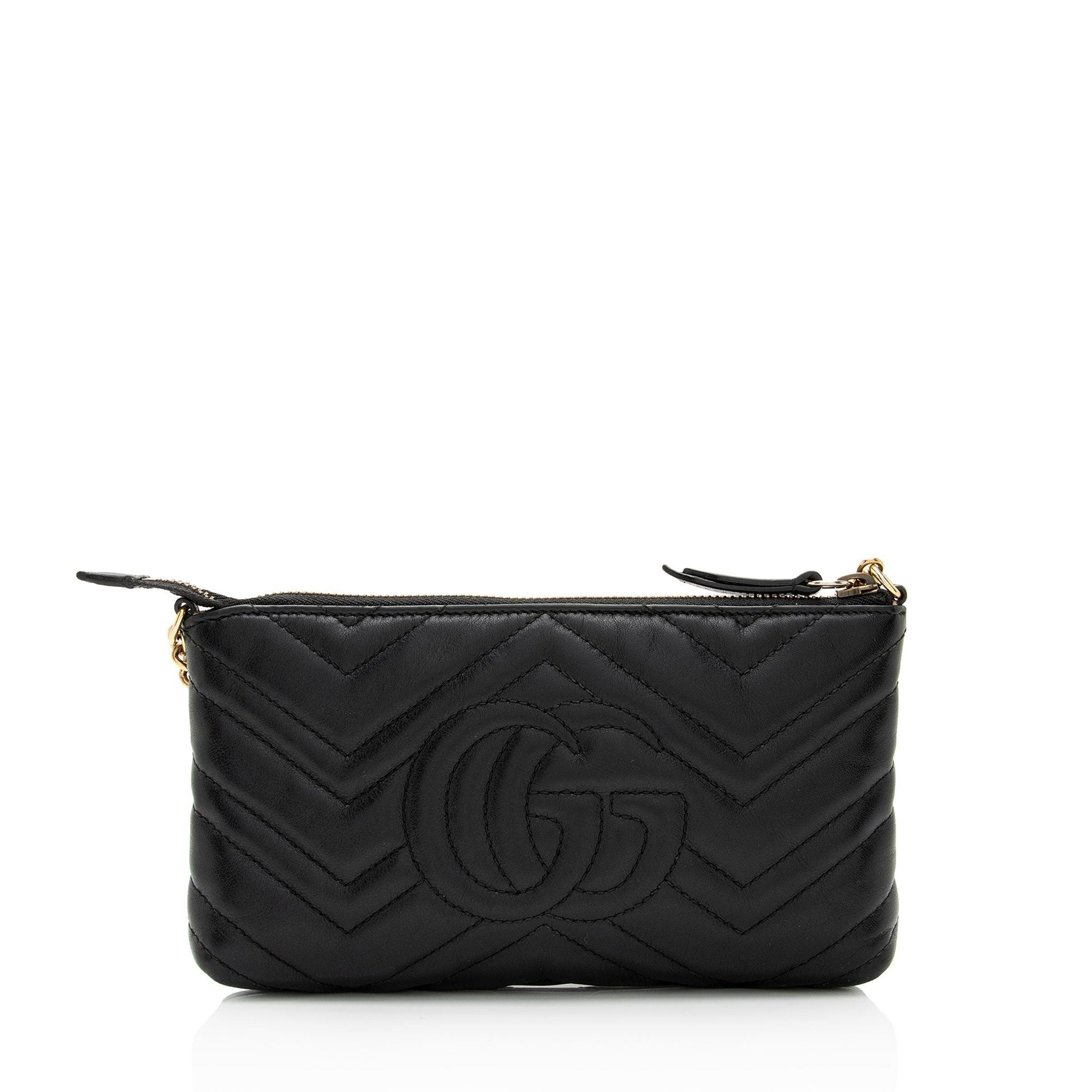 Gucci GG Marmont Chain SHF-CwKDsc Matelasse Leather Black Mini Crossbody Bag