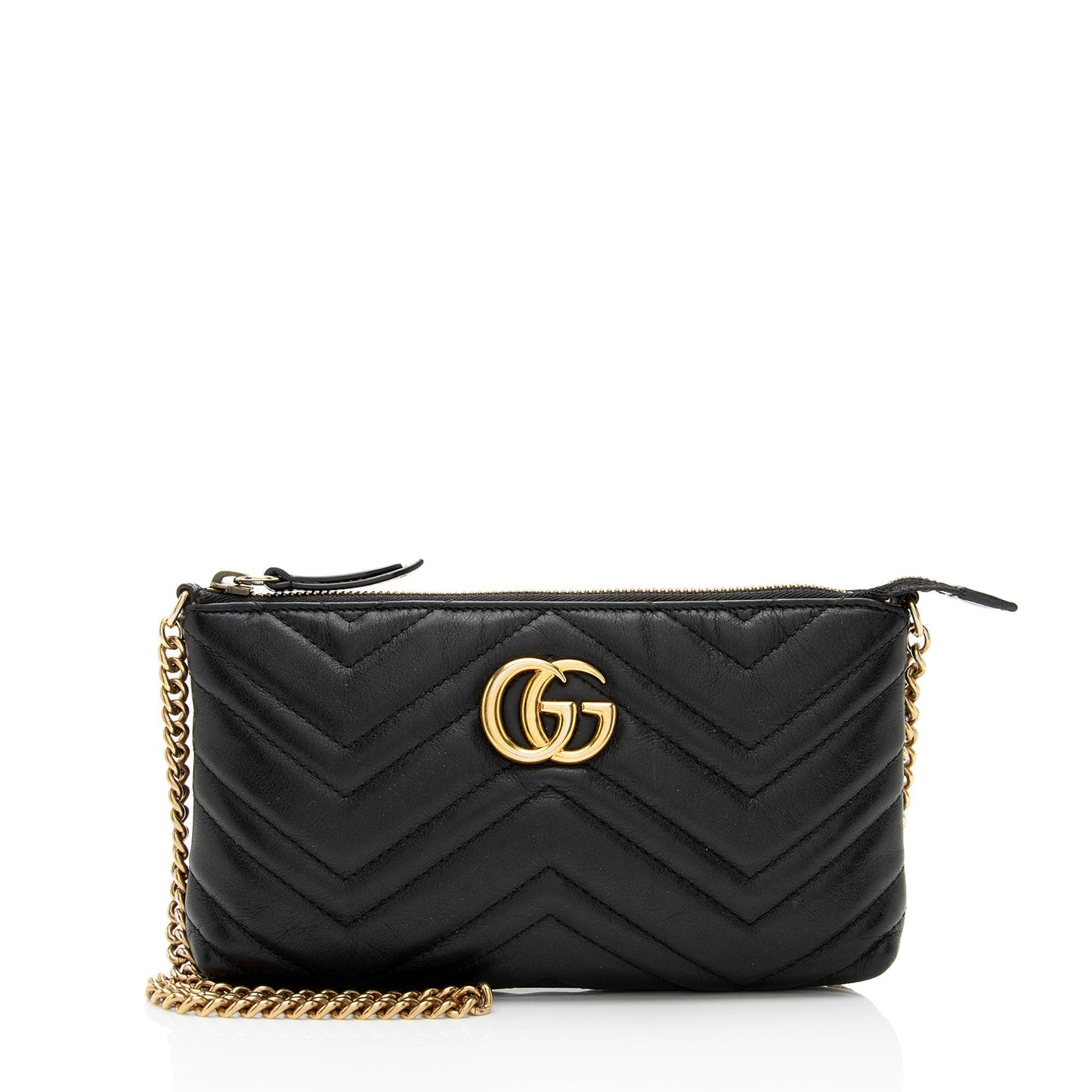 Gucci GG Marmont Chain SHF-CwKDsc Matelasse Leather Black Mini Crossbody Bag