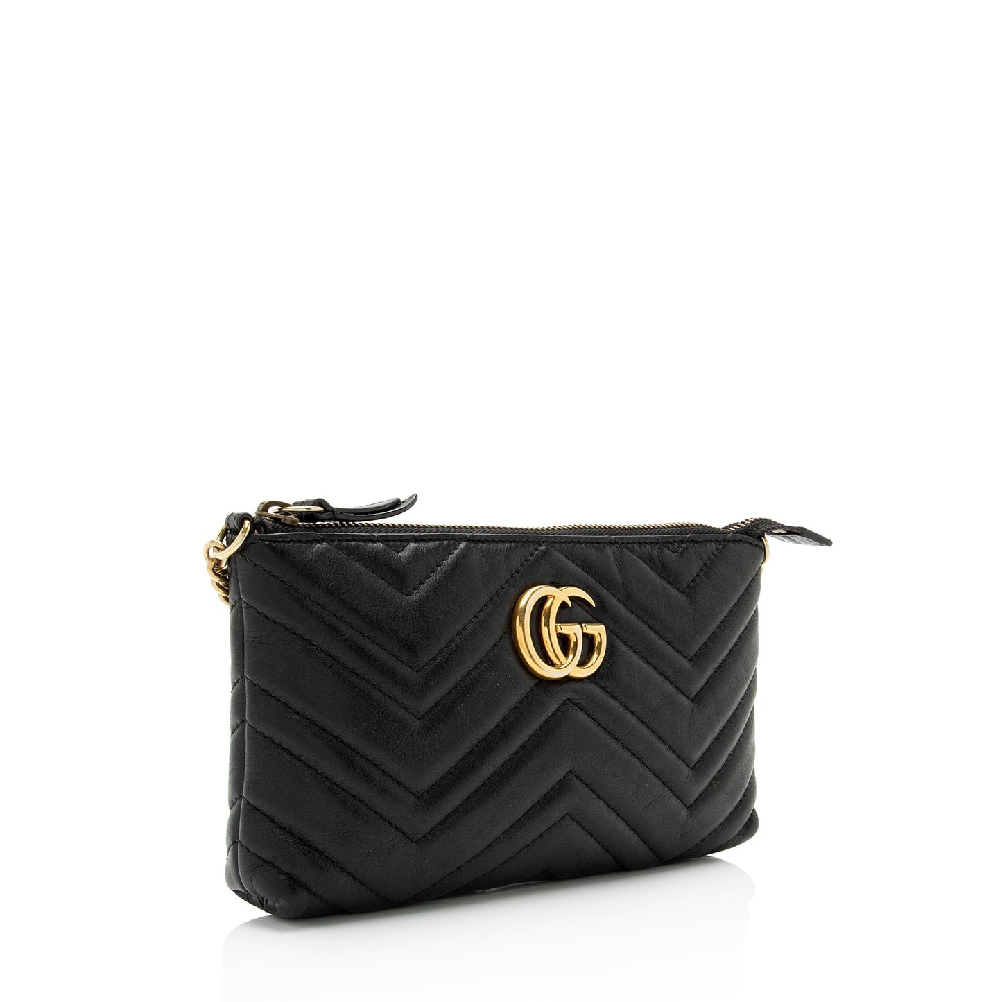 Gucci GG Marmont Chain SHF-CwKDsc Matelasse Leather Black Mini Crossbody Bag