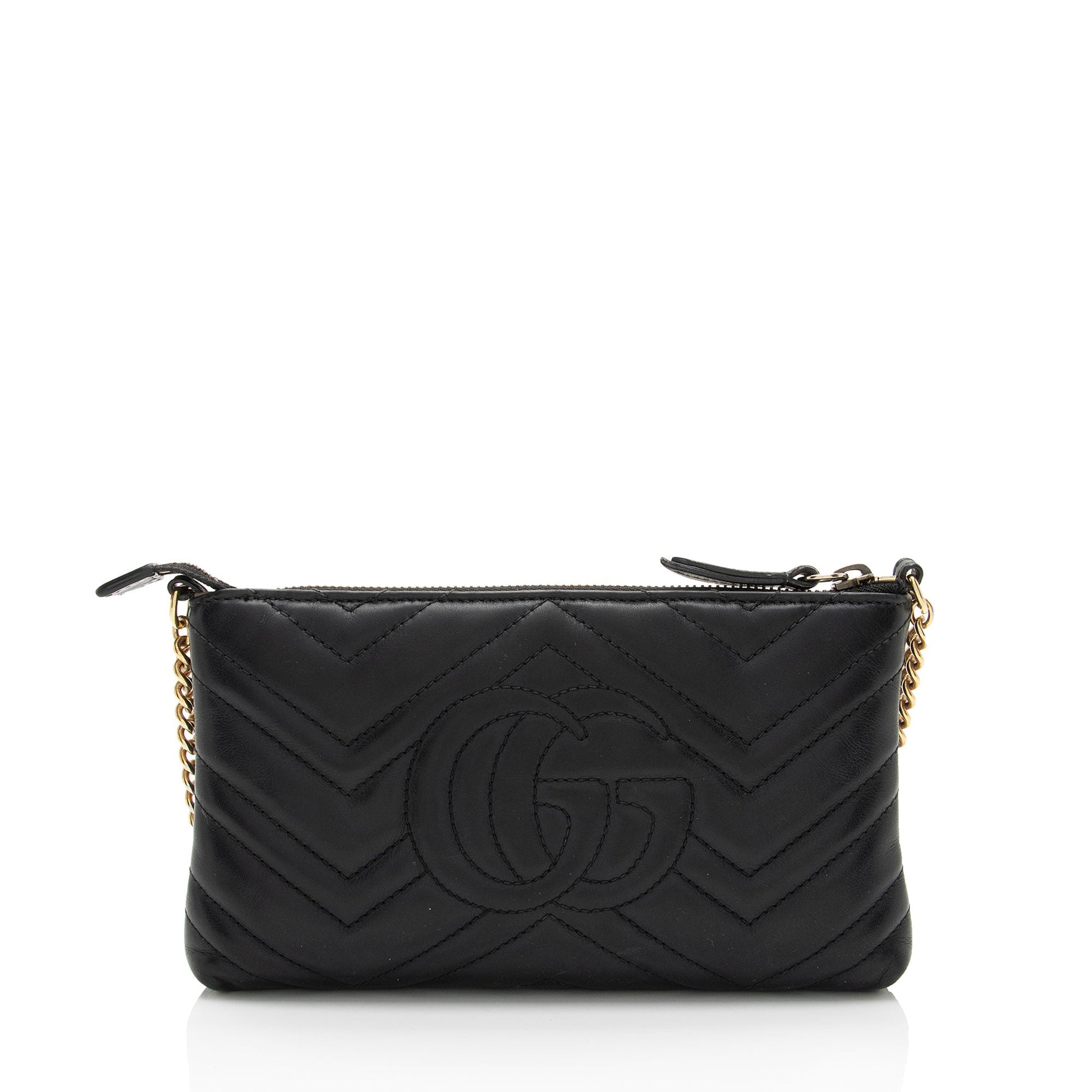 Gucci GG Marmont Chain SHF-0W5BH4 Matelasse Leather Black Mini Crossbody Bag