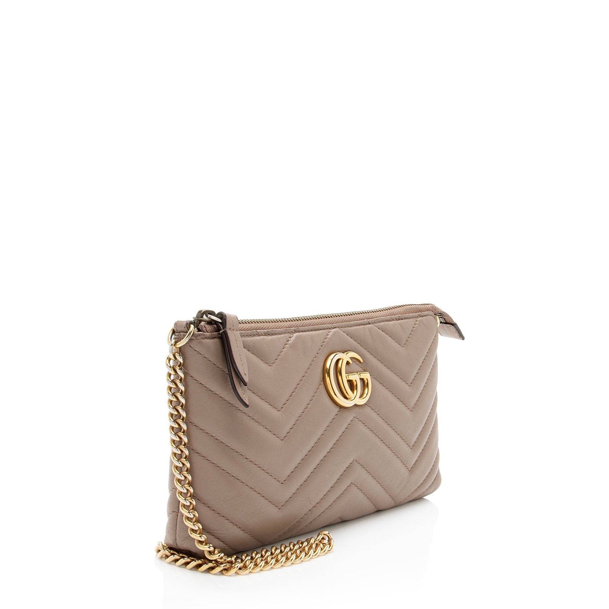 Gucci GG Marmont Chain Matelasse Leather Beige Mini Crossbody Bag