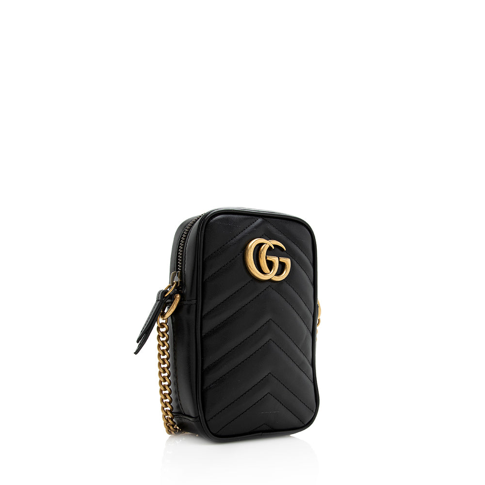 Gucci GG Marmont SHF Matelasse Leather Black Mini Crossbody Bag