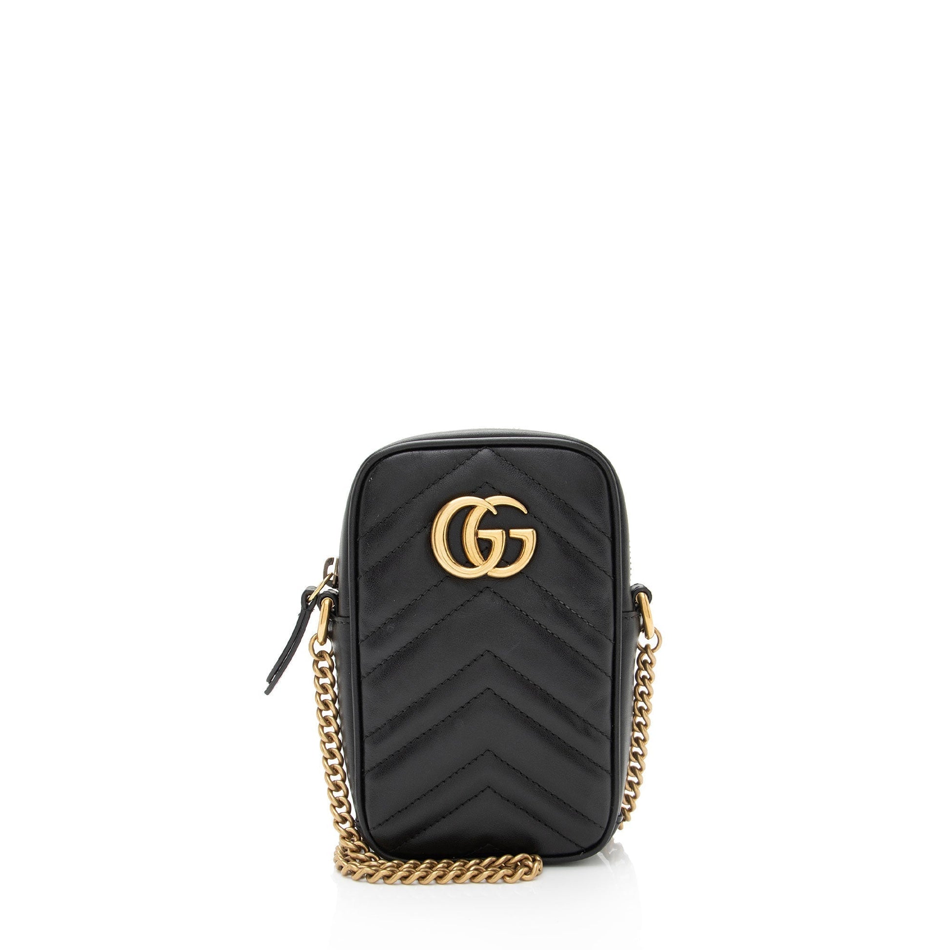 Gucci GG Marmont SHF-37j21T Matelasse Leather Black Mini Crossbody Bag