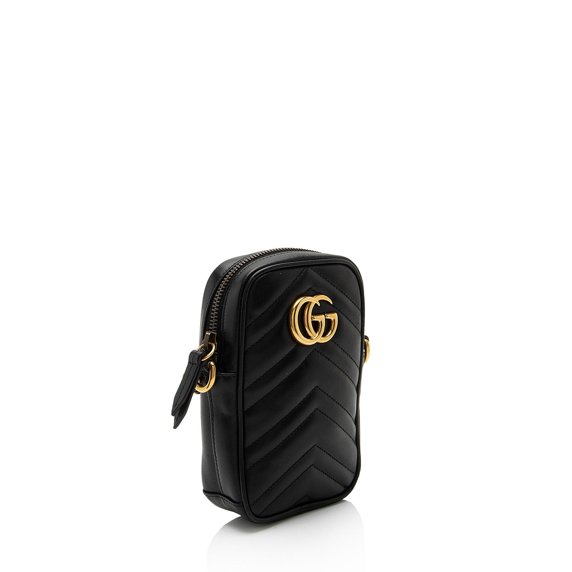 Gucci GG Marmont SHF-aWCKyT Matelasse Leather Black Mini Crossbody Bag