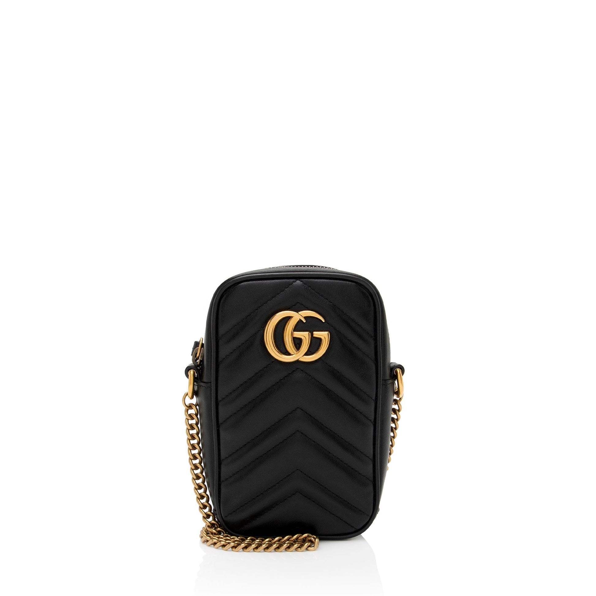 Gucci GG Marmont SHF-pySpXY Matelasse Leather Black Mini Crossbody Bag