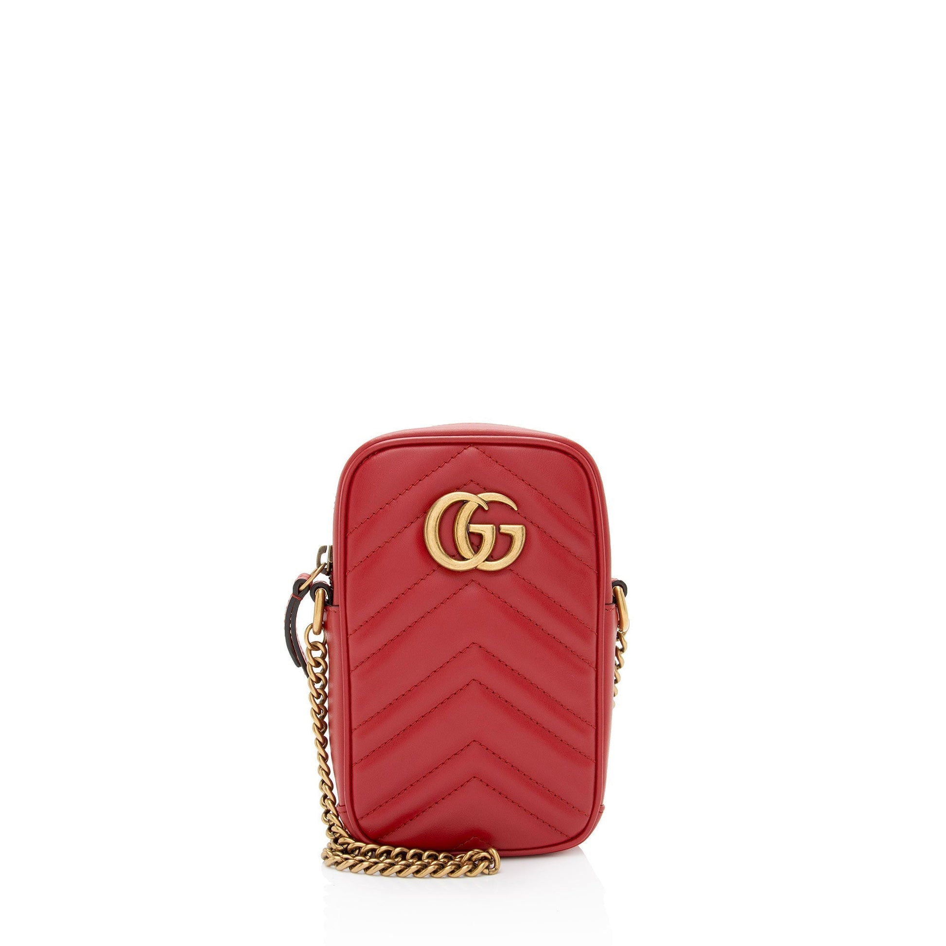Gucci GG Marmont SHF-bZrNN4 Matelasse Leather Red Mini Crossbody Bag