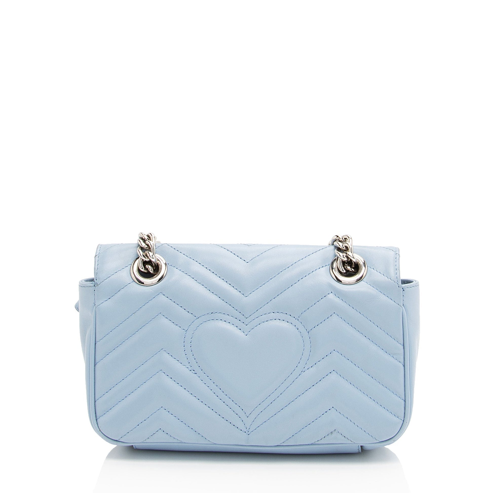 Gucci GG Marmont Flap - FINAL Matelasse Leather Blue Mini Shoulder Bag