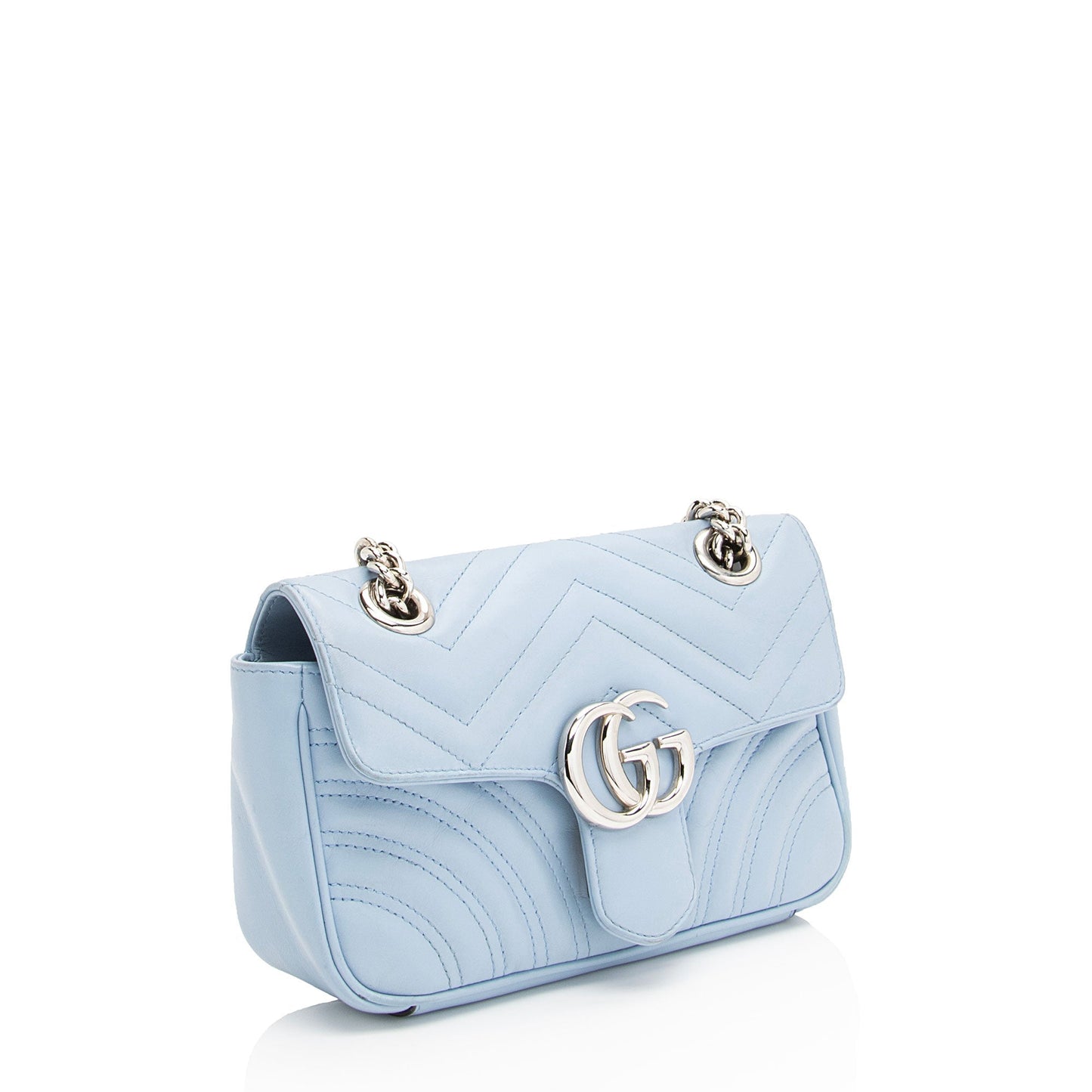 Gucci GG Marmont Flap - FINAL Matelasse Leather Blue Mini Shoulder Bag