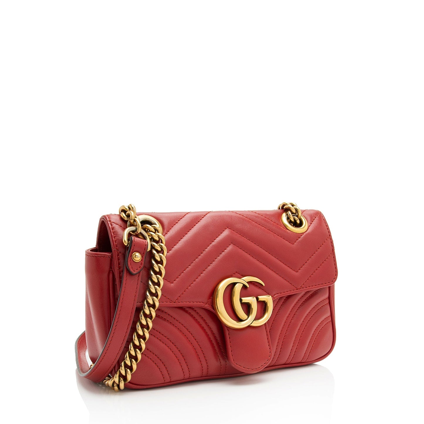 Gucci GG Marmont Flap Matelasse Leather Red Mini Crossbody Bag