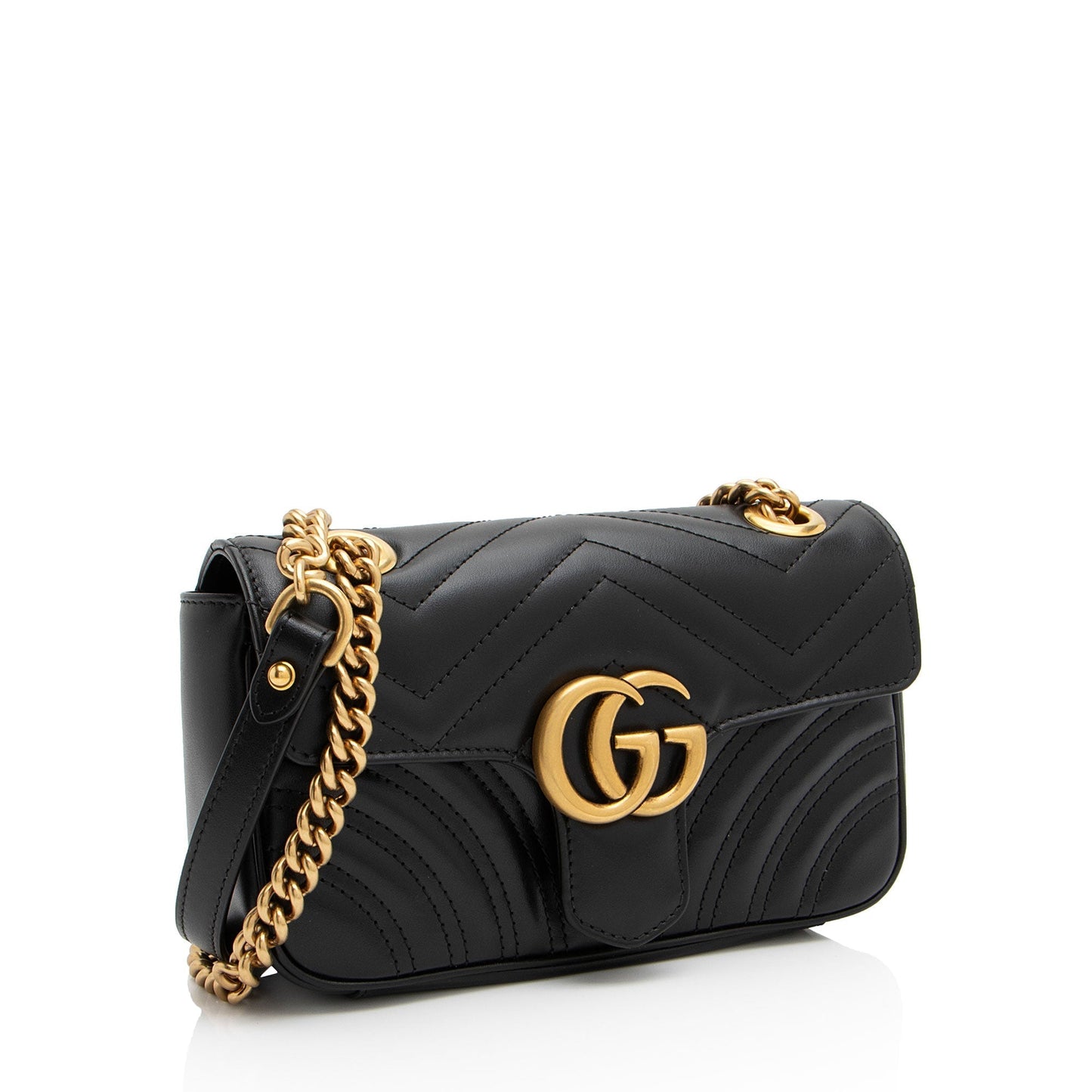 Gucci GG Marmont Flap SHF-w6pN1q Matelasse Leather Black Mini Crossbody Bag