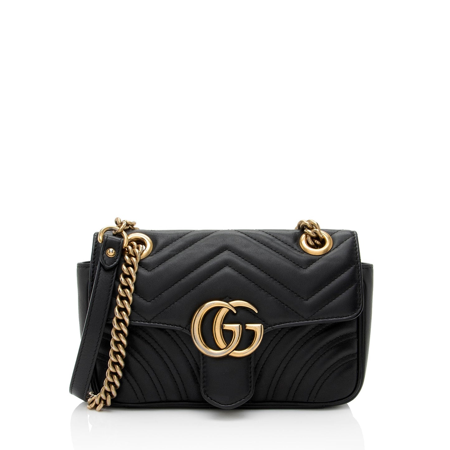 Gucci GG Marmont Flap Matelasse Leather Black Mini Shoulder Bag