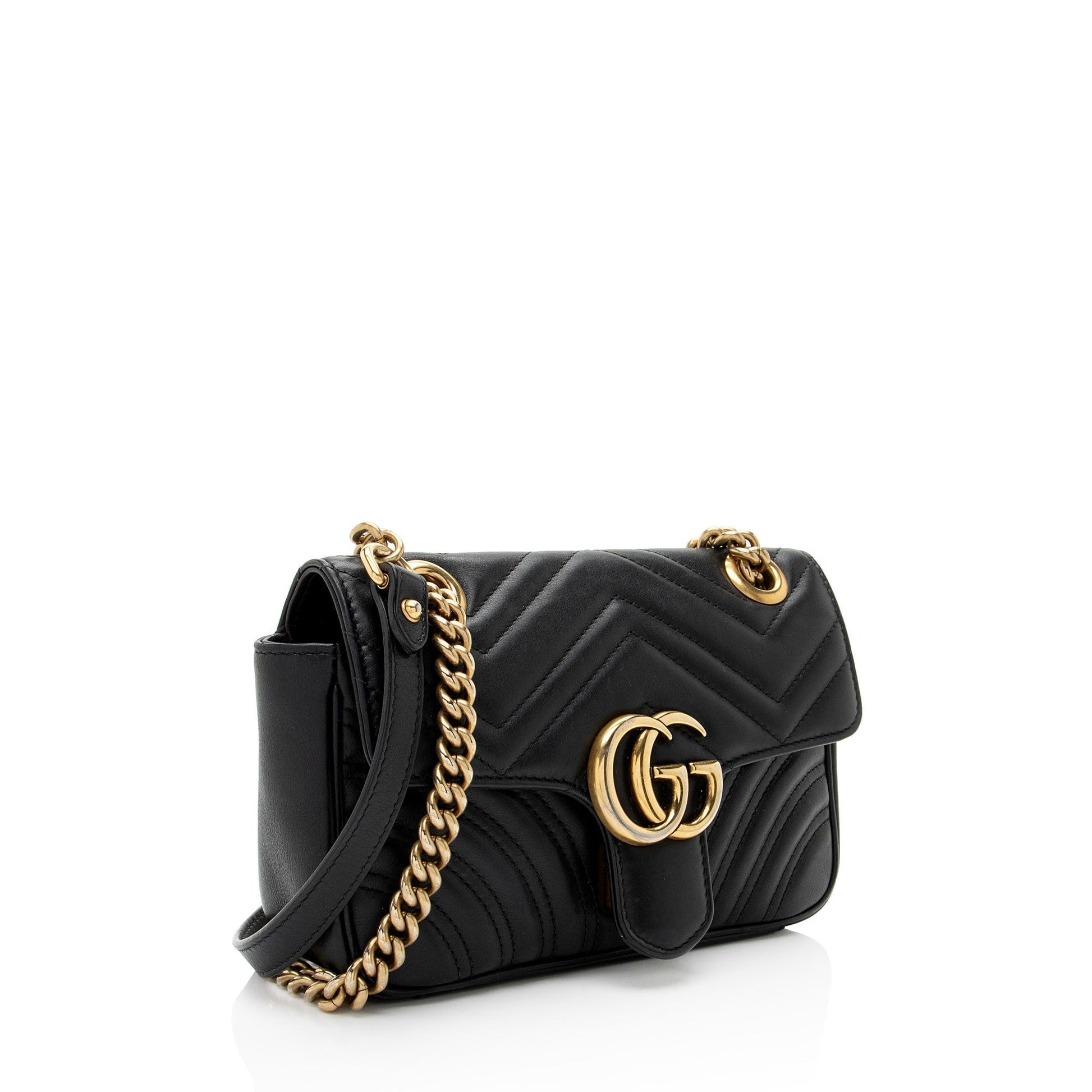 Gucci GG Marmont Flap Matelasse Leather Black Mini Shoulder Bag