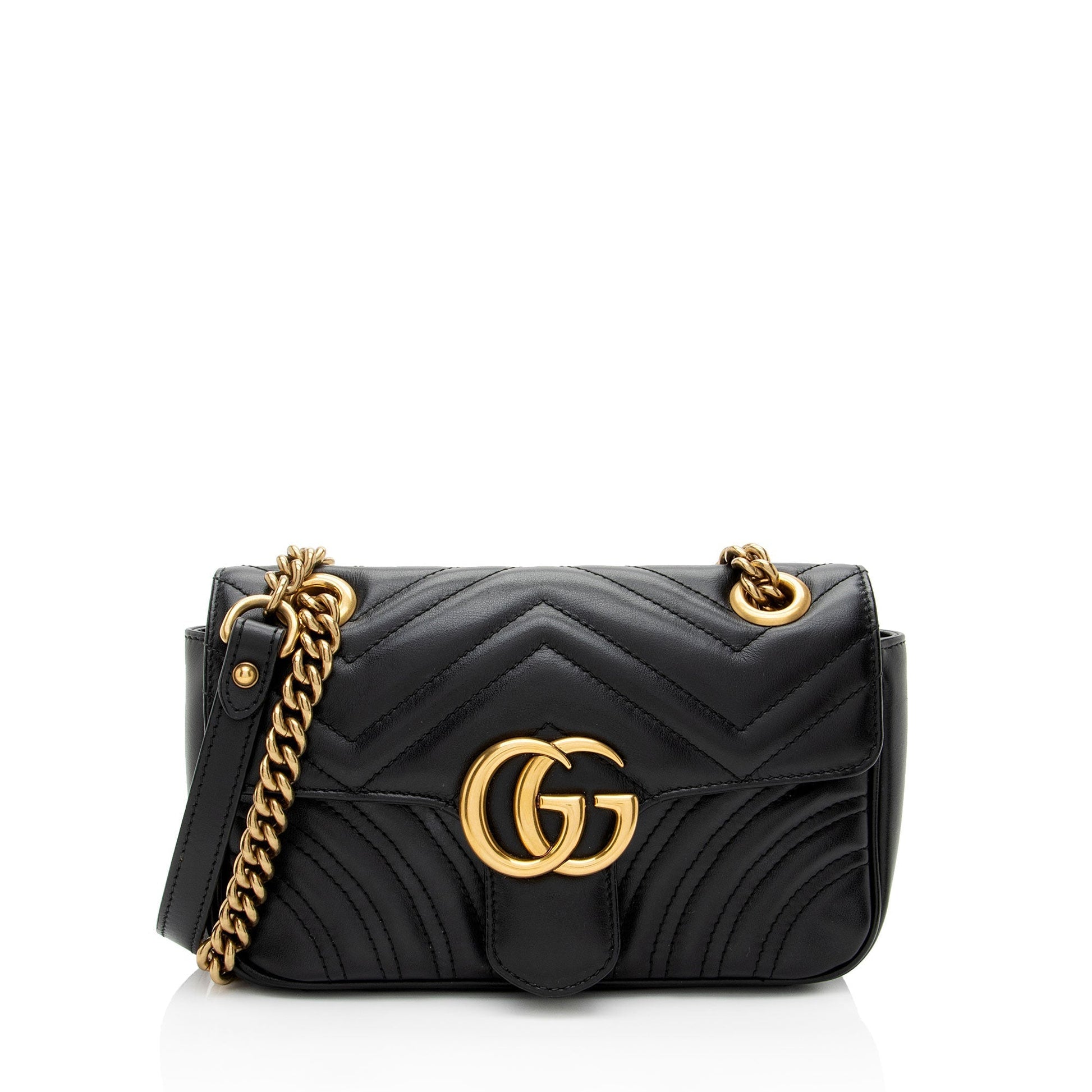 Gucci GG Marmont Flap Matelasse Leather Black Small Crossbody Bag