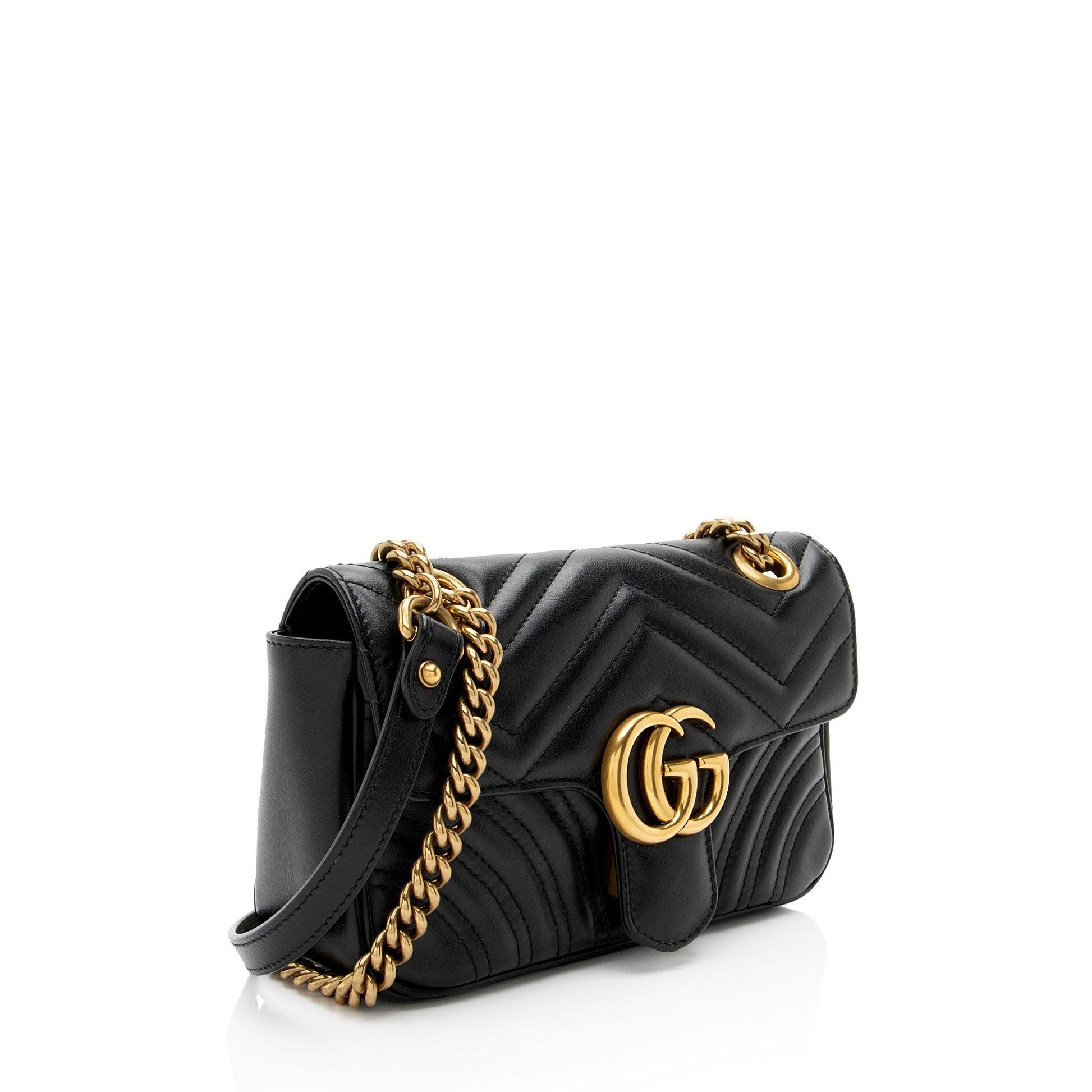 Gucci GG Marmont Flap Matelasse Leather Black Small Crossbody Bag