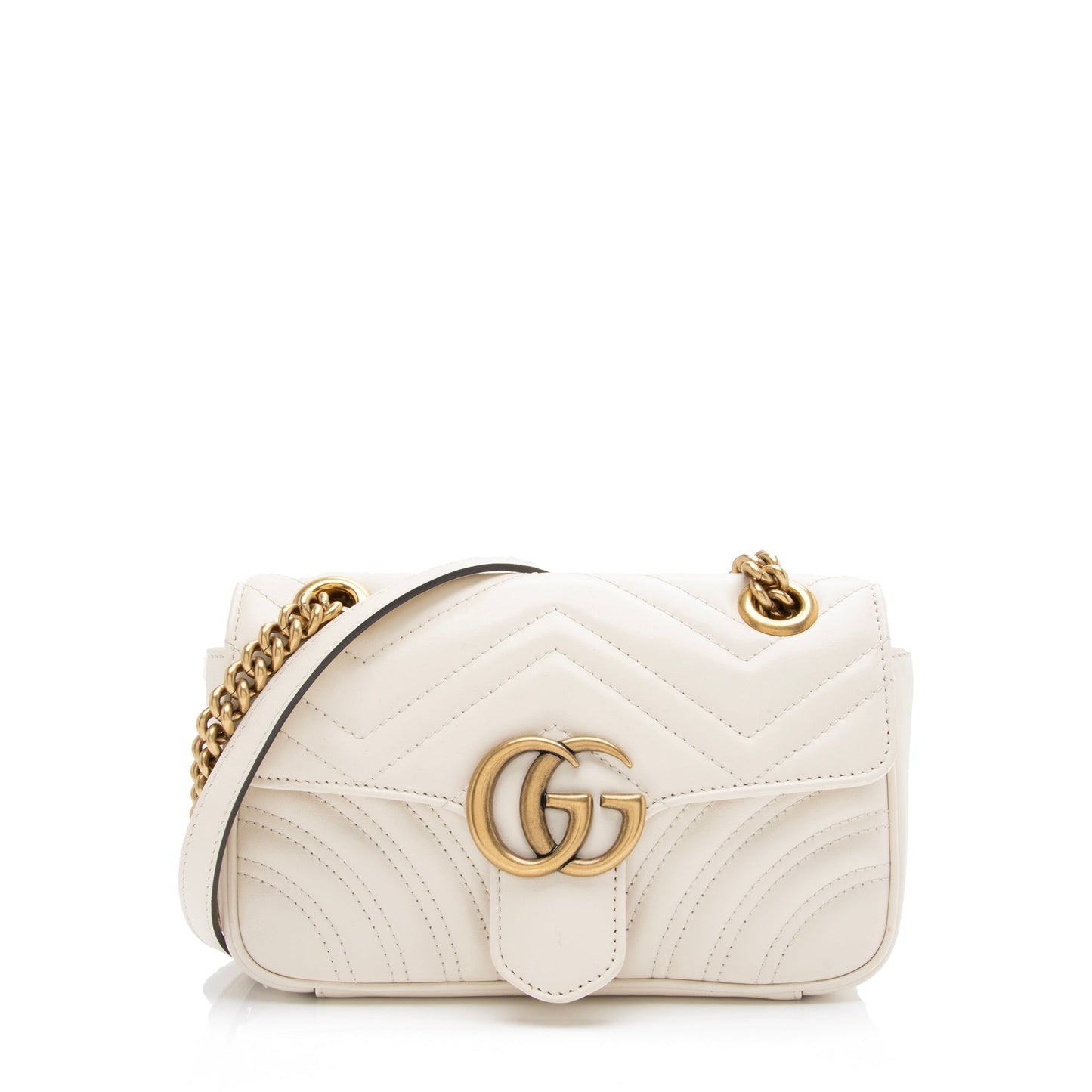Gucci GG Marmont SHF-nrvxzd Matelasse Leather White Mini Crossbody Bag