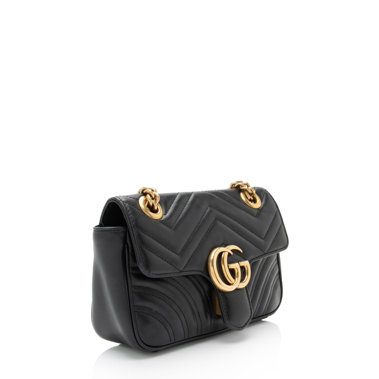 Gucci GG Marmont Flap SHF-3BWamx Matelasse Leather Black Mini Crossbody Bag