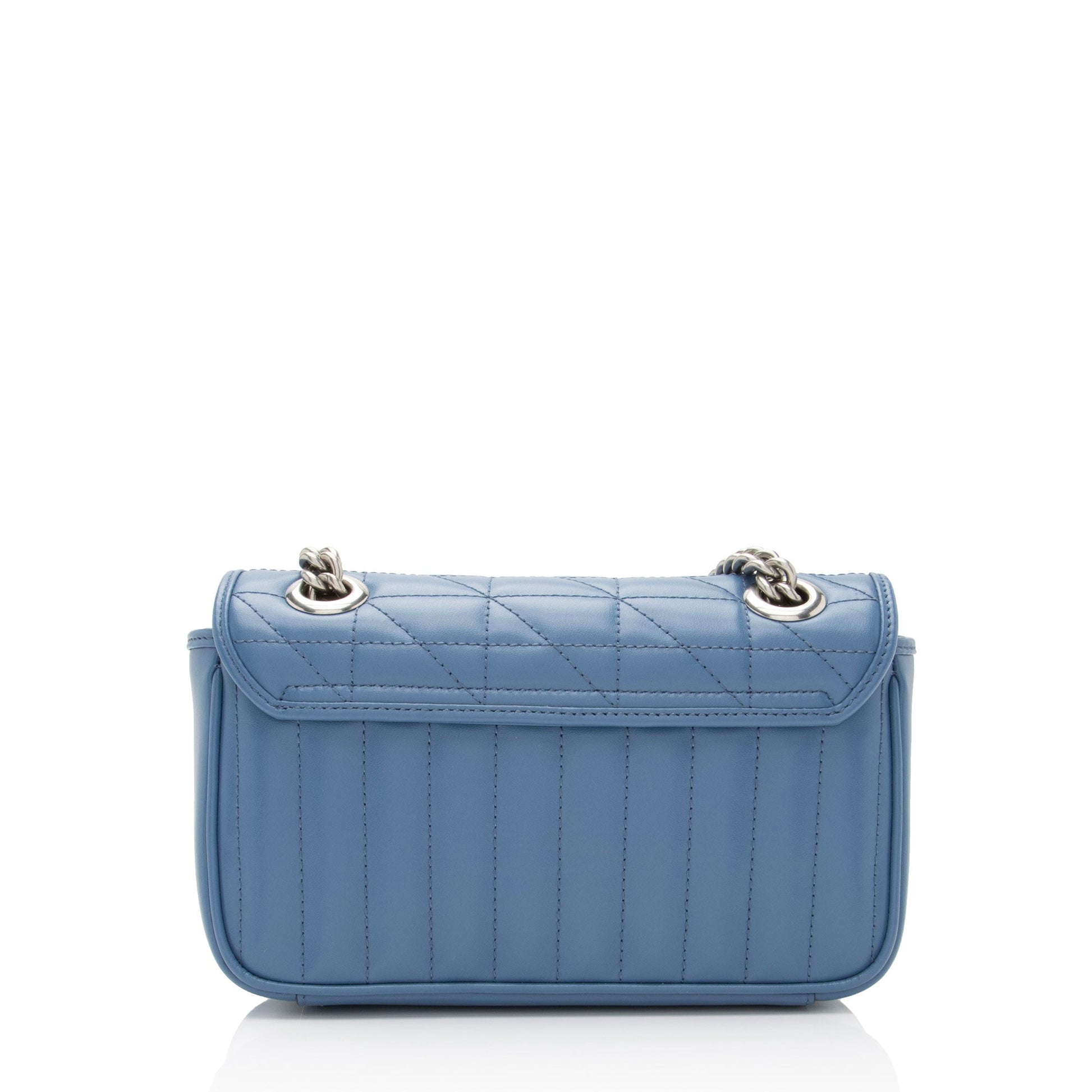 Gucci Mixed GG Marmont Flap SHF-3x0jMH Matelasse Leather Blue Mini Crossbody Bag