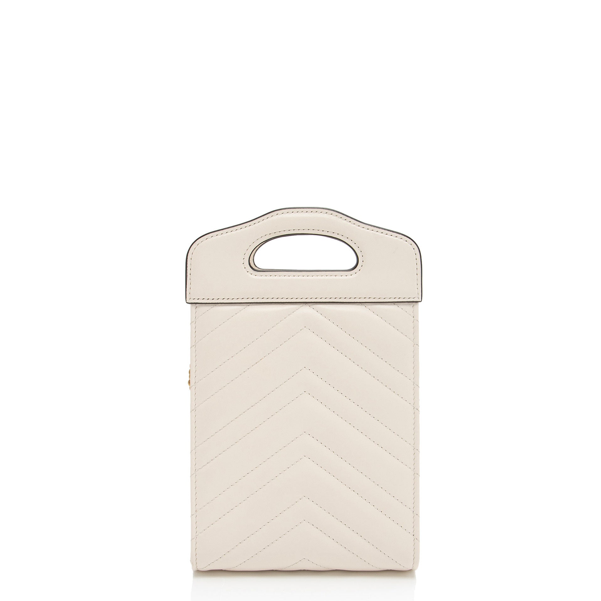 Gucci GG Marmont Slip Top Handle Matelasse Leather White Mini Crossbody Bag