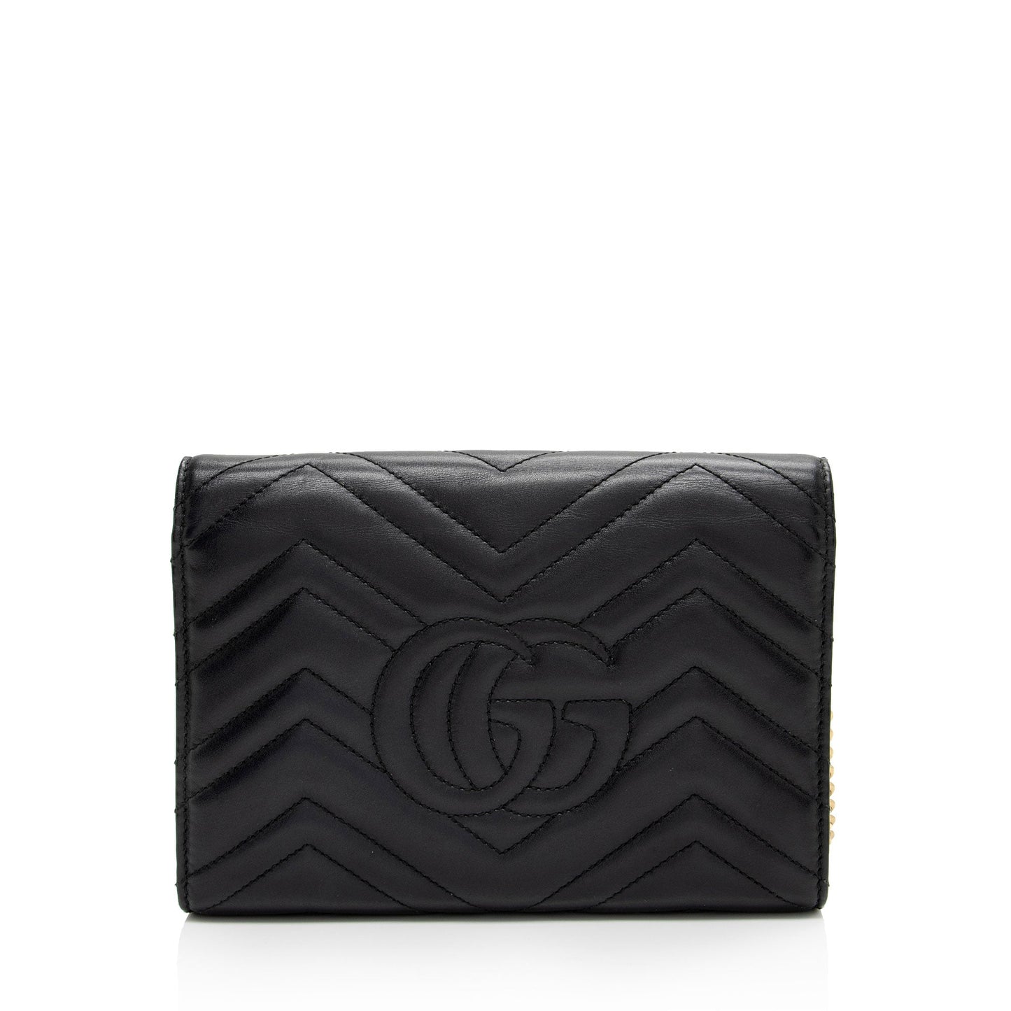 Gucci GG Marmont Wallet on Chain Matelasse Leather Black Mini Crossbody Bag Shf 0Wr0Od