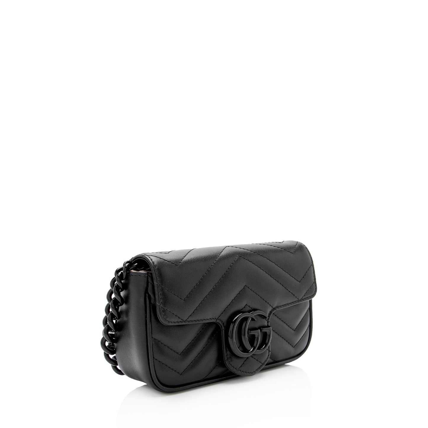 Gucci GG Marmont Monochrome Belt SHF-2itioi Matelasse Leather Black Accessory