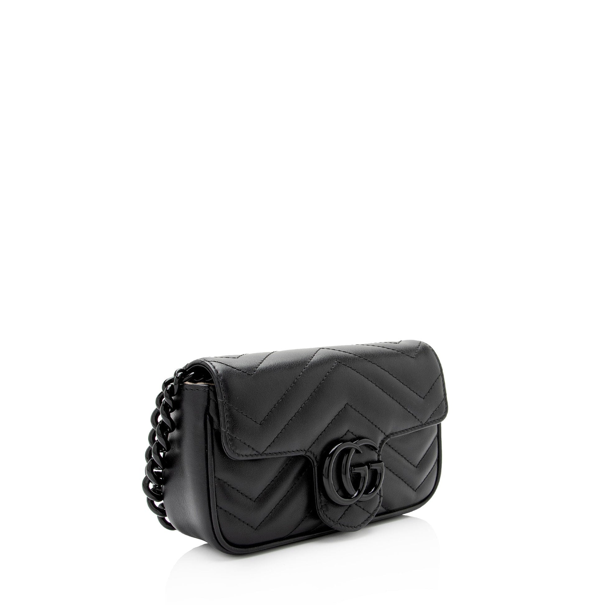 Gucci GG Marmont Monochrome Belt SHF-2itioi Matelasse Leather Black Accessory