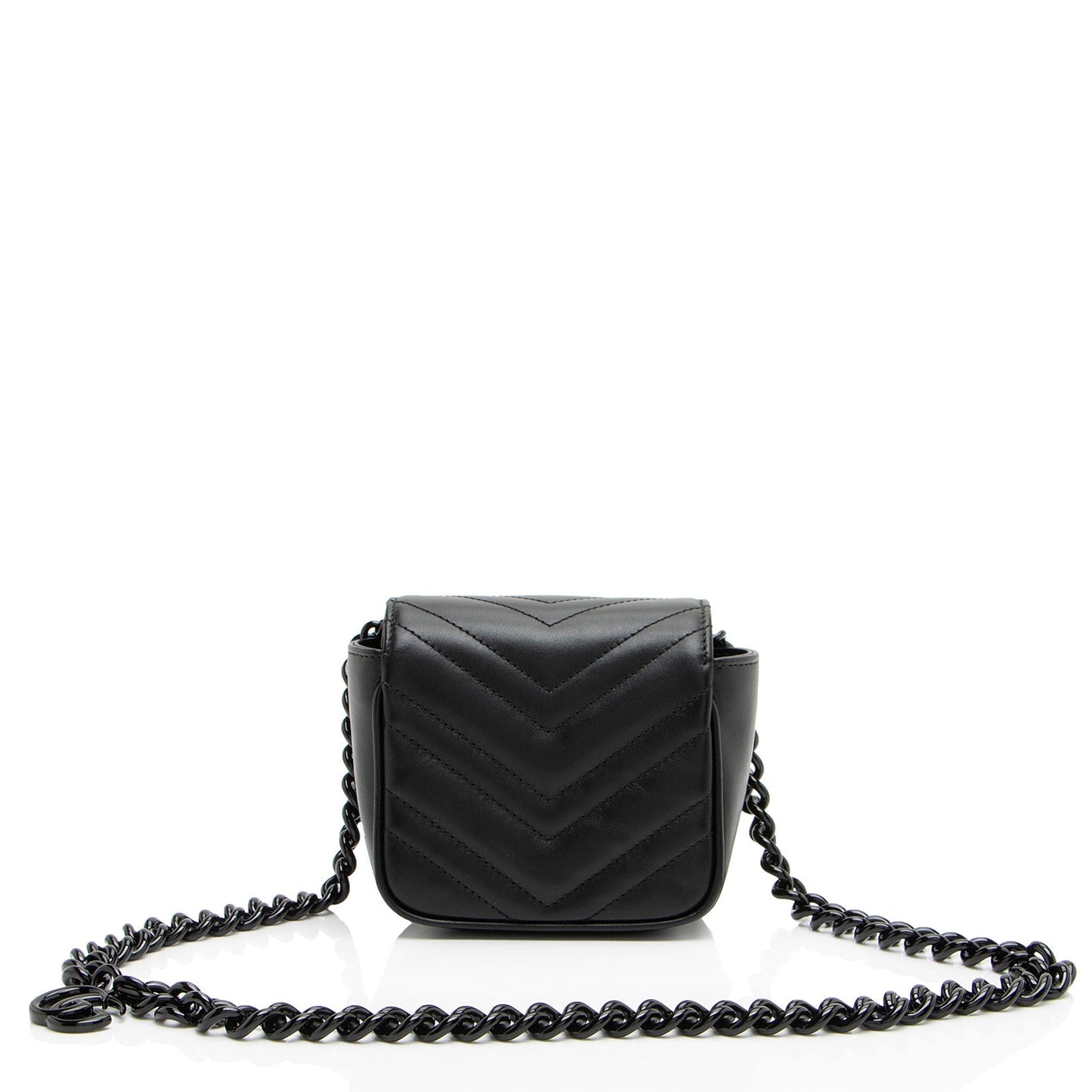 Gucci GG Marmont Monochrome Square Belt Matelasse Leather Black Chain Accessory Bag 2